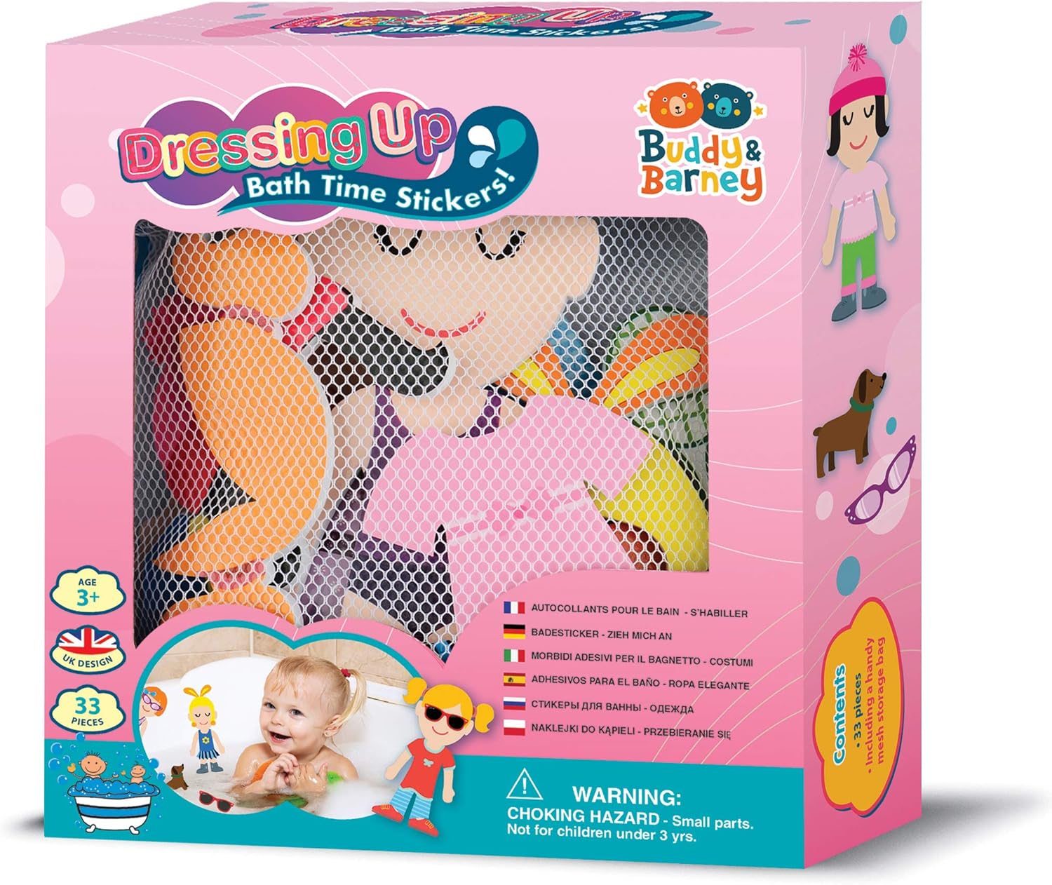 Buddy & Barney - Dressing Up Bath Time Stickers 32-Piece Playset for Kids 3 Years and Up 1