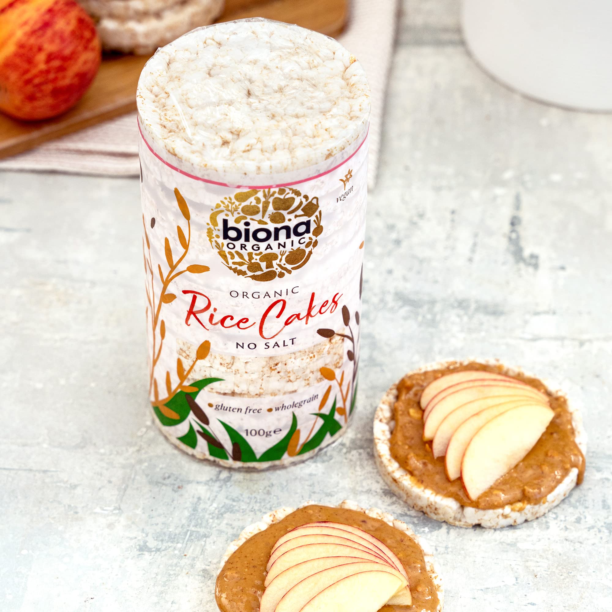Biona Organic Unsalted Rice Cakes - 100% Organic Wholegrain Brown Rice - Source of Fibre, Naturally Gluten Free - Vegan Snacks (Pack of 12) 3