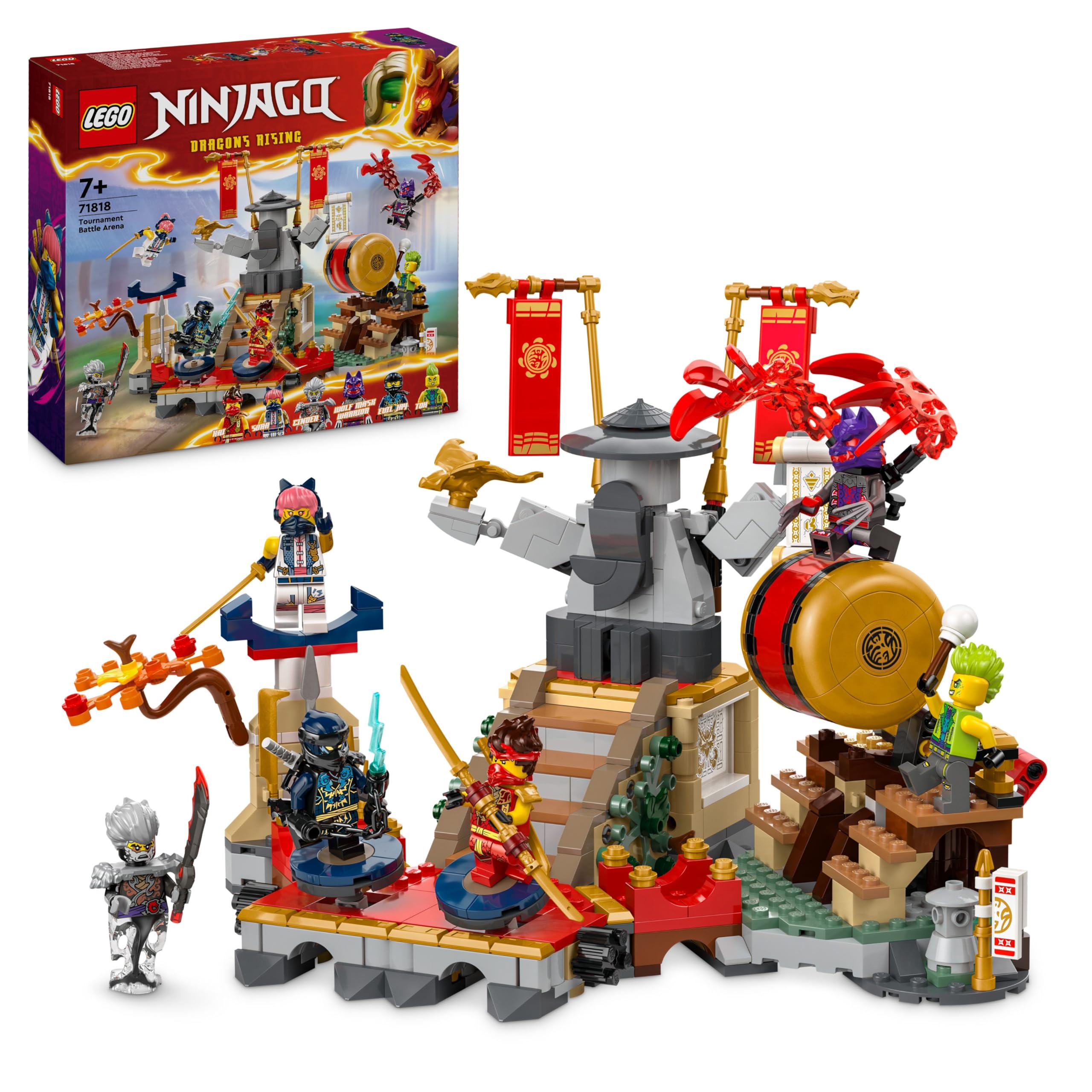 LEGO NINJAGO Tournament Battle Arena Set 71818 | 6 Minifigures including Jay & Kai | Ages 7+
