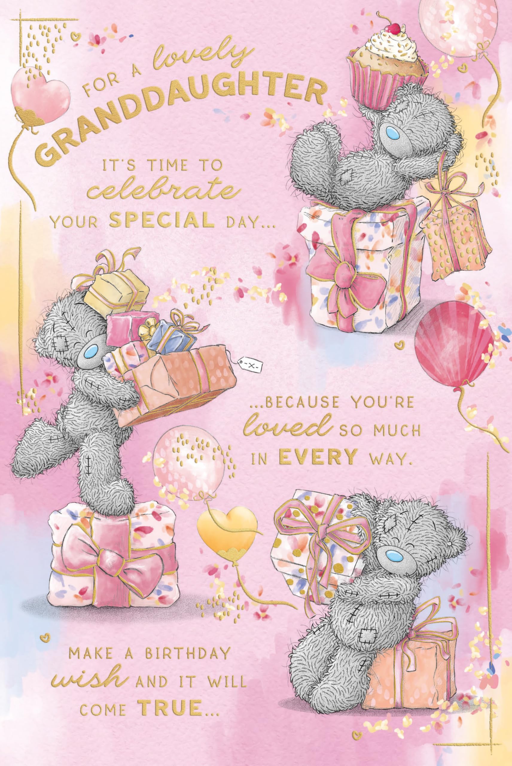 Me To You Tatty Teddy Lovely Granddaughter Birthday Card | Gold Foil | 6 x 9 inches