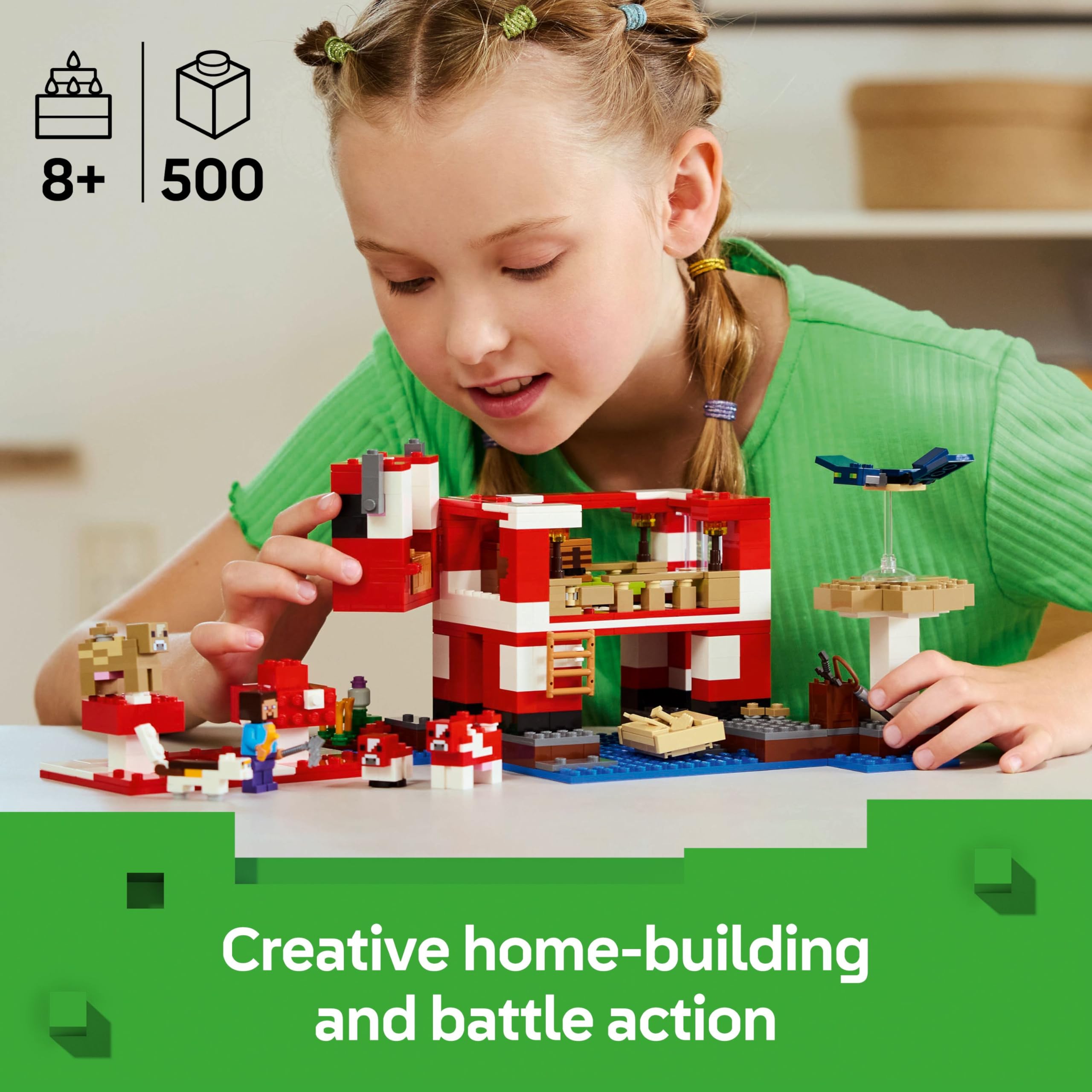 LEGO Minecraft The Mooshroom House Building Set 21270 | Includes Steve Figure & Mobs | Ages 8+ 2