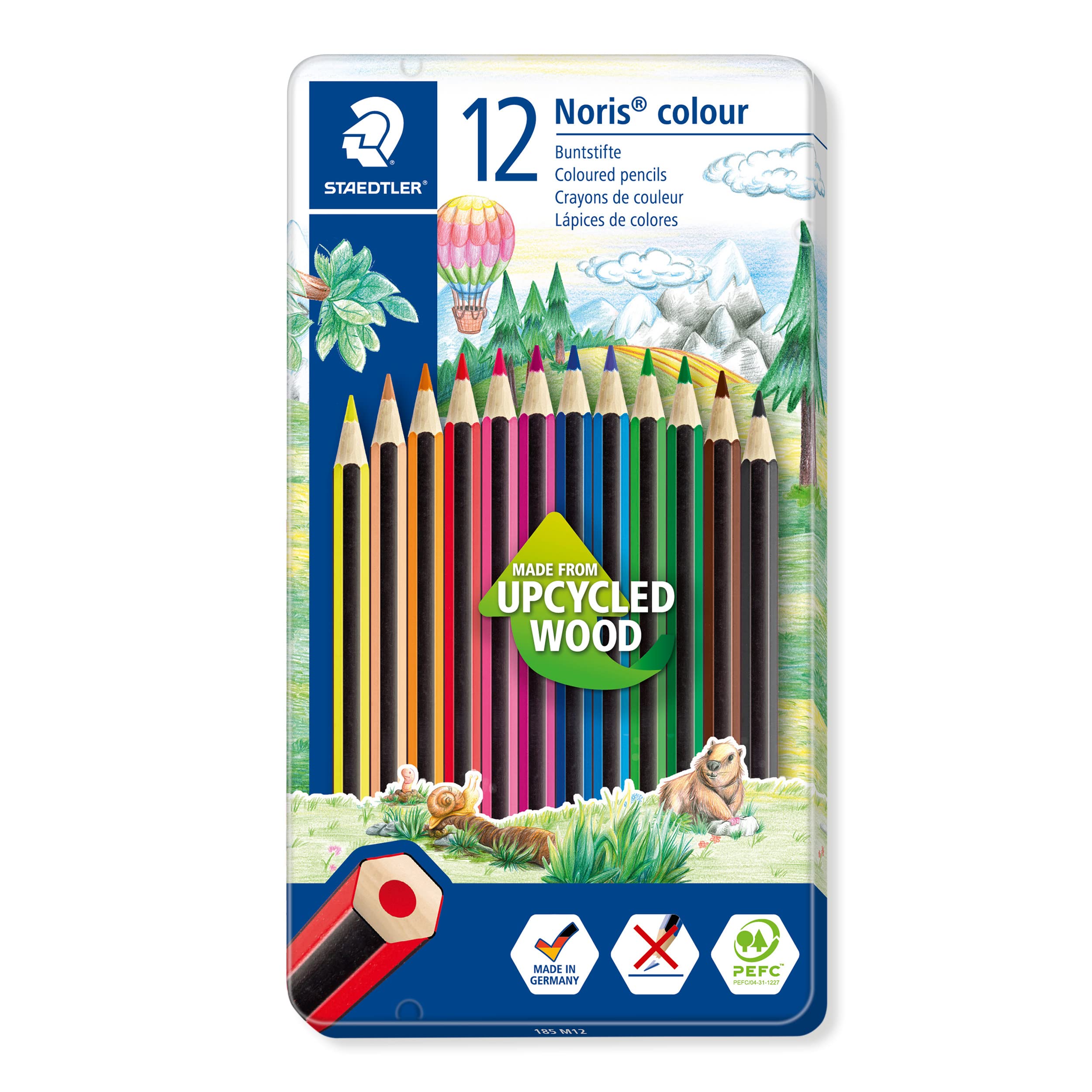 STAEDTLER 185 M12 Noris Colour Colouring Pencils - 12 Assorted Colours (Tin