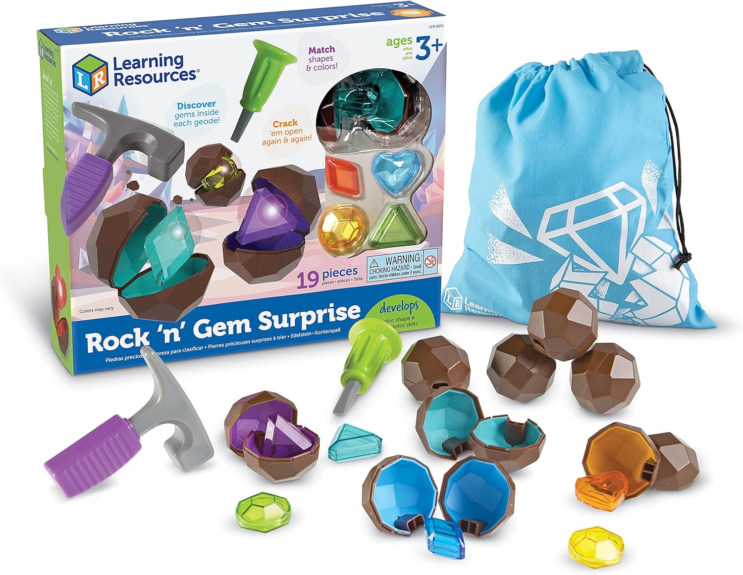 Learning Resources Rock 'n' Gem Surprise - Educational Playset for Sorting, Matching & Counting (Ages 3+) 1
