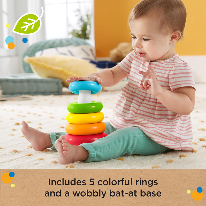 Fisher-Price Rock-a-Stack Baby Toy - Classic Ring Stacking Toy for 6+ Months