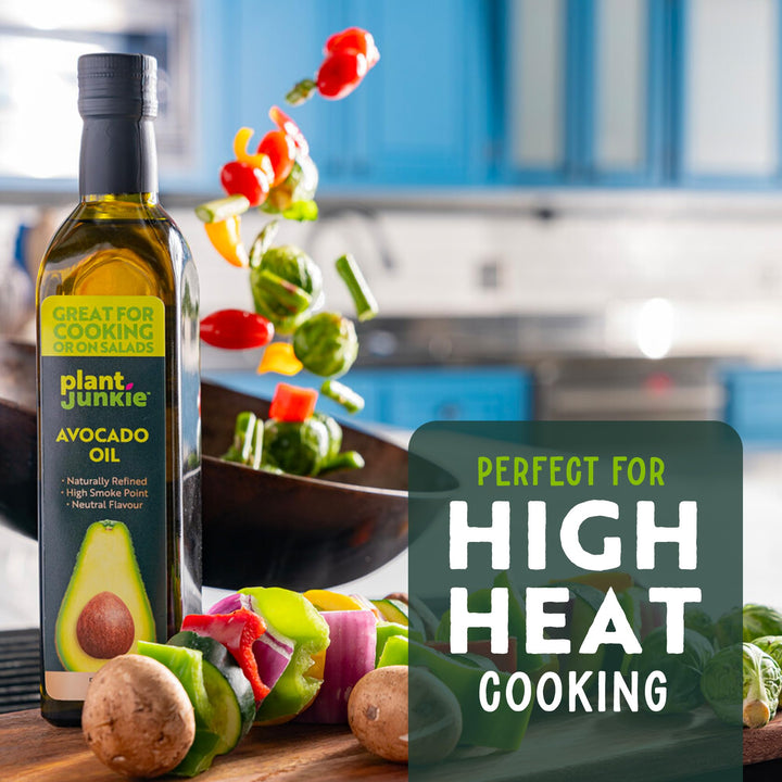 Plant Junkie Naturally Refined Avocado Oil - 500mL Glass Bottle