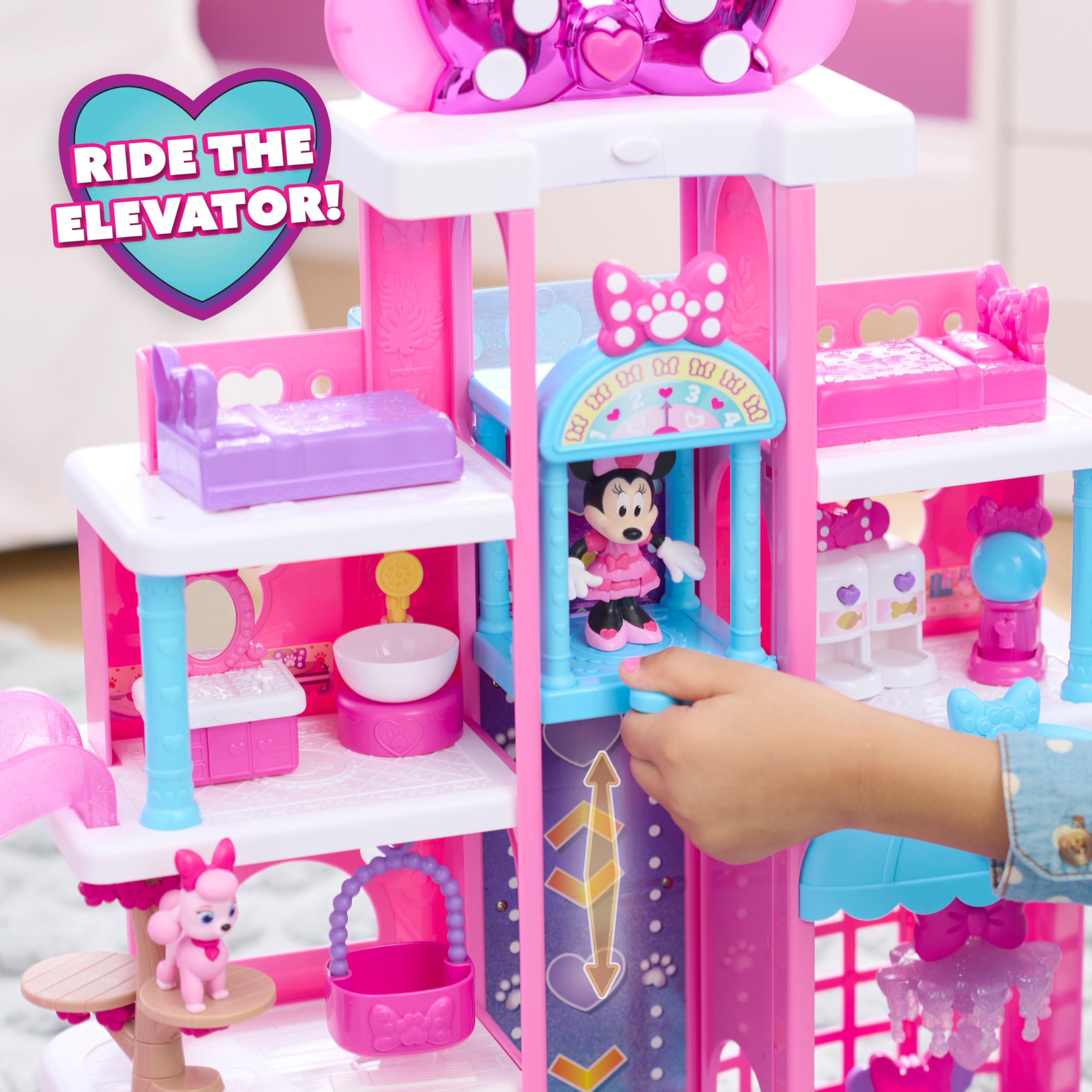 Just Play Disney Jr. Minnie Mouse Pet Hotel Playset - 20.8 Inch, 23 Pieces, Ages 3-8 5
