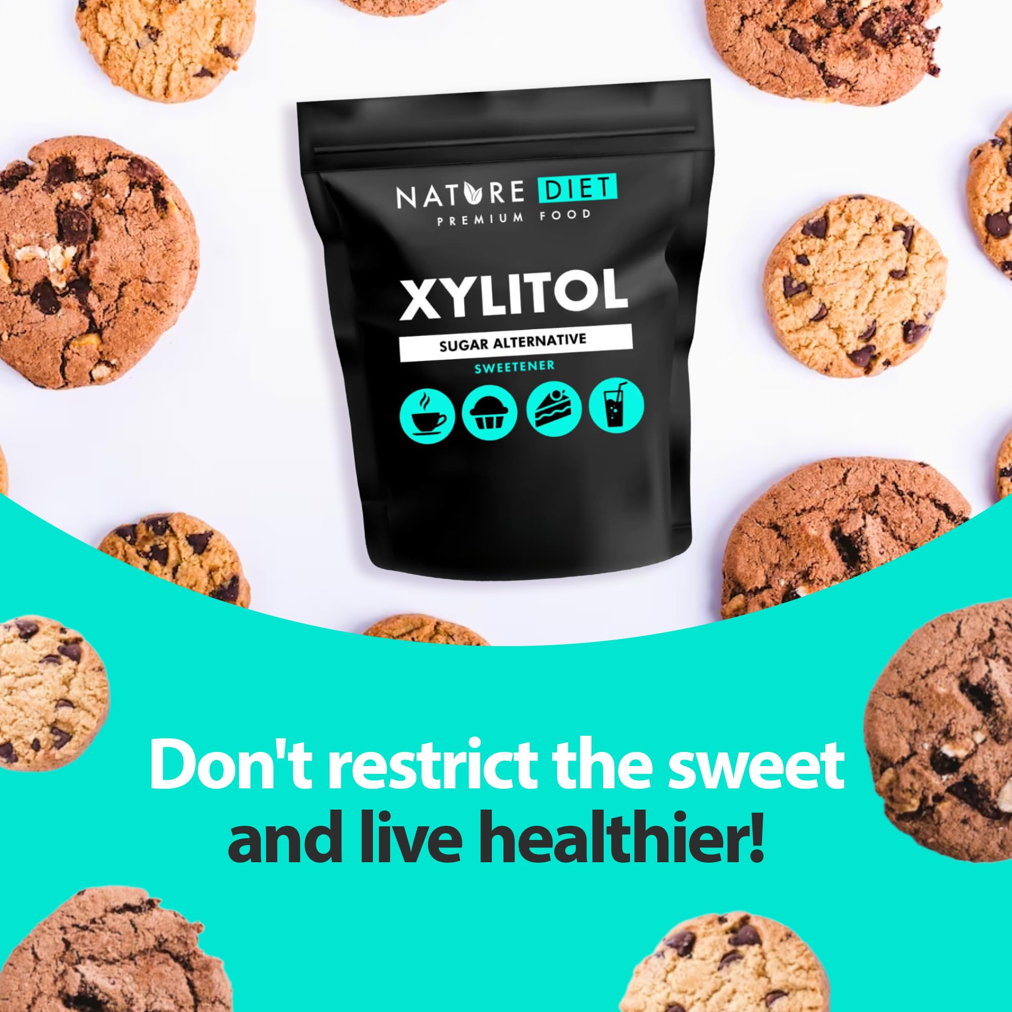 Nature Diet Xylitol Sugar Substitute - 1 kg Natural Vegetable Sweetener | Low Calorie 7