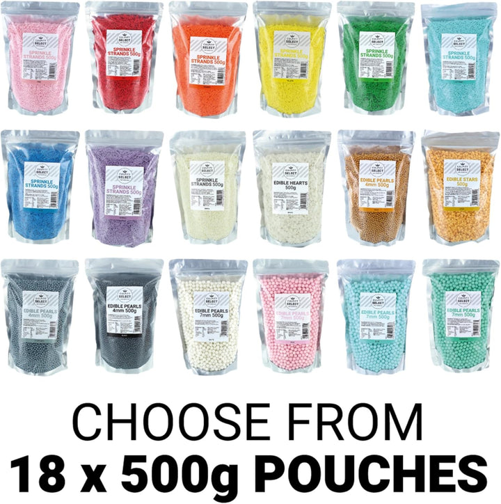 Culpitt Select Edible Pearls - White 7mm Cake Sprinkle Decorations, 500g