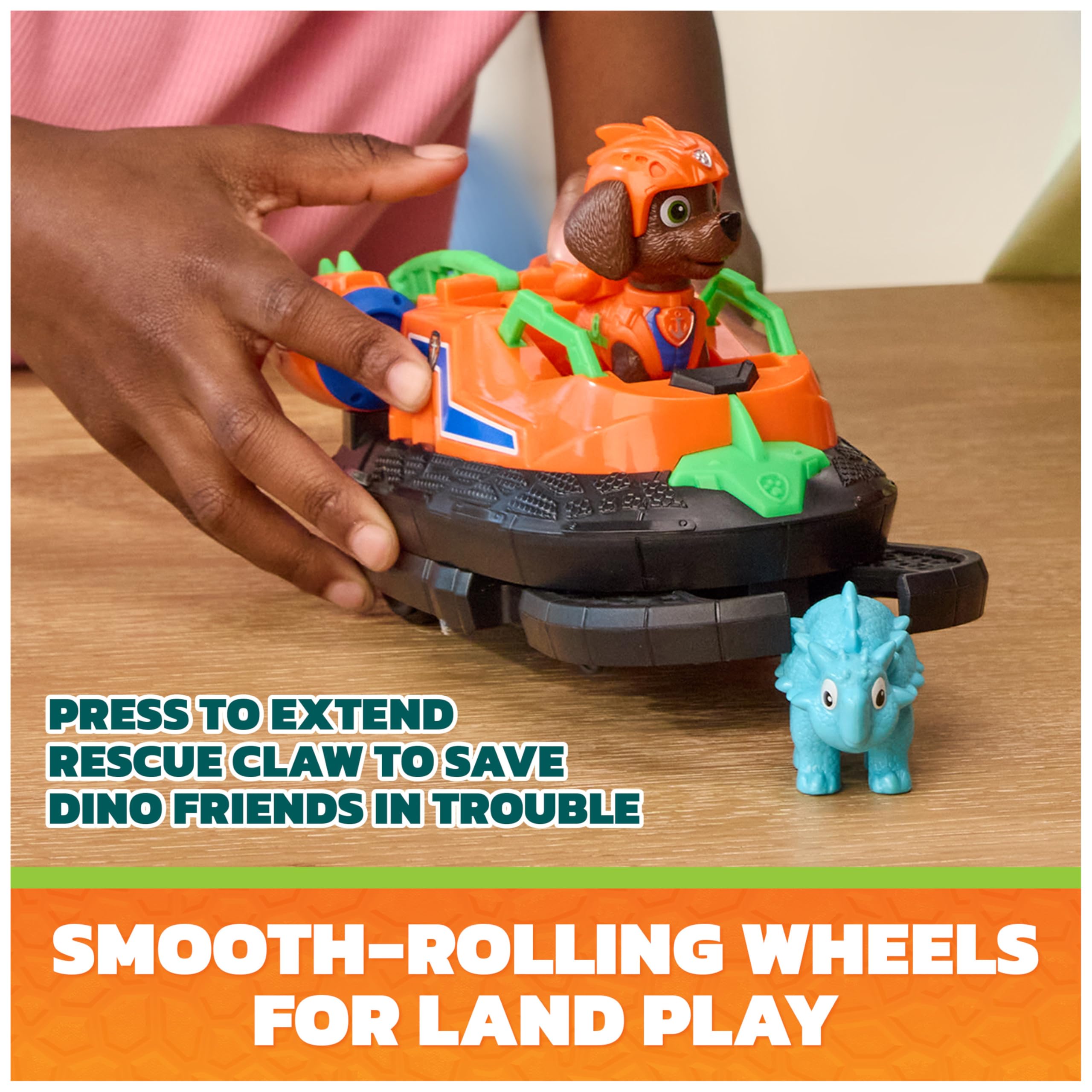 Paw Patrol Dino Rescue Hovercraft with Zuma Action Figure - Ages 3+ 4