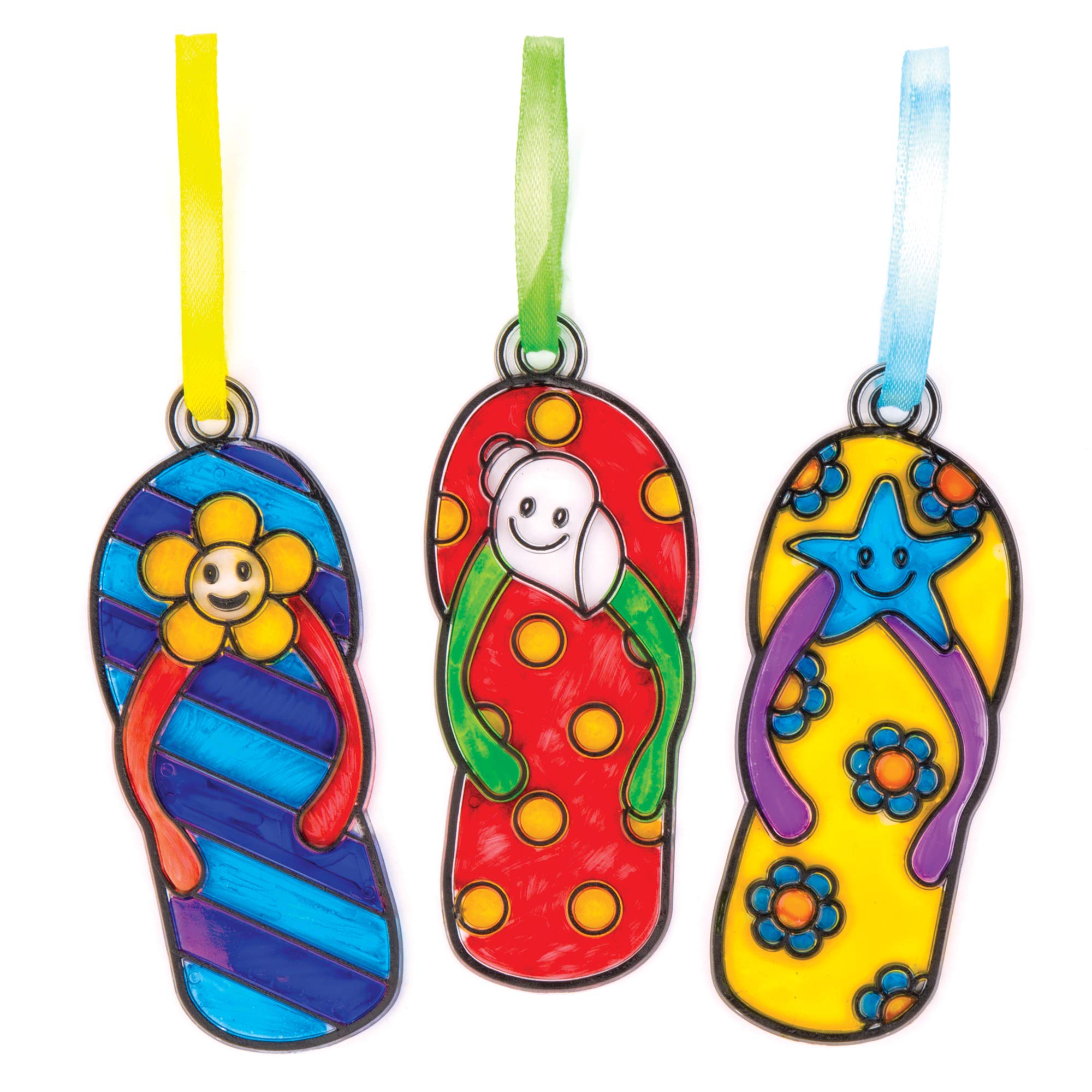 Baker Ross Flip Flop Suncatcher Decoration Set - 8 Assorted Designs | 10 cm Size 3