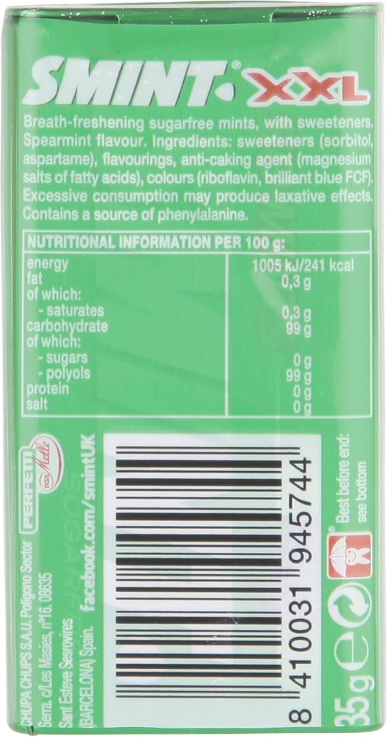 Smint - Spearmint XXL Sugar-Free Mints (Pack of 12 Tins)