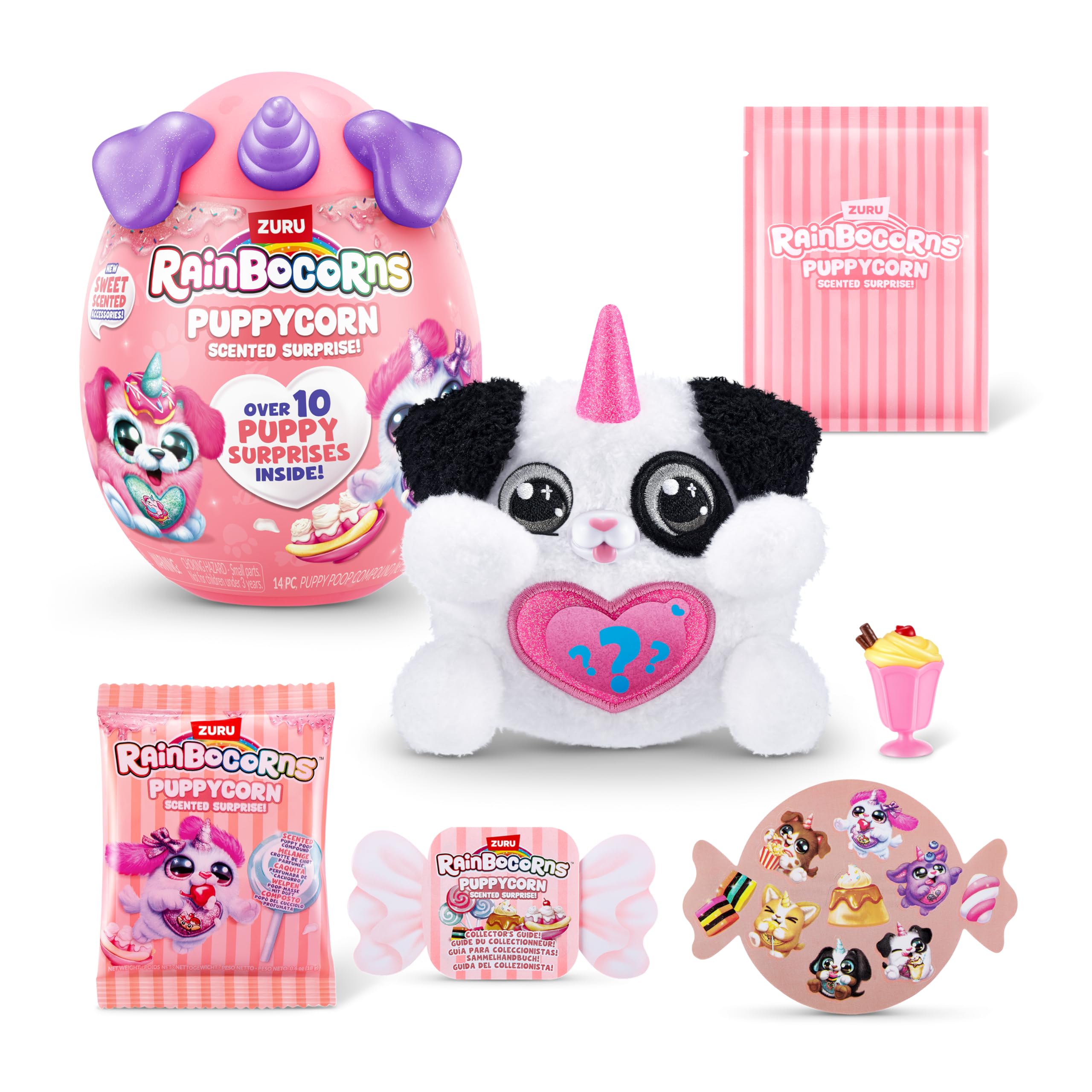Rainbocorns ZURU Puppycorn Scent Surprise - Dalmatian Plush with Scented Accessories & Stickers 1