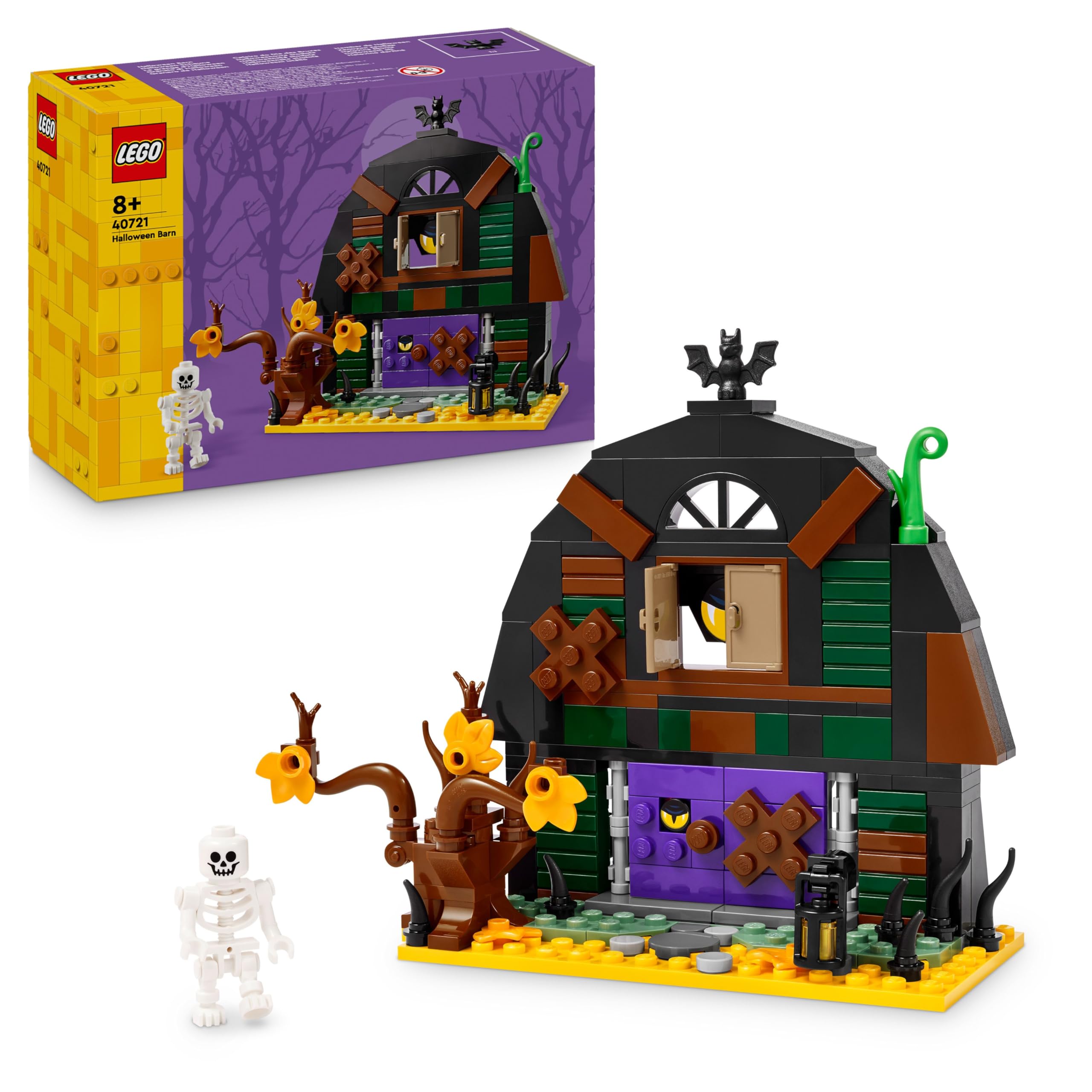 LEGO Halloween Barn Building Set 40721 - Skeleton Minifigure & Decor | Ages 8+