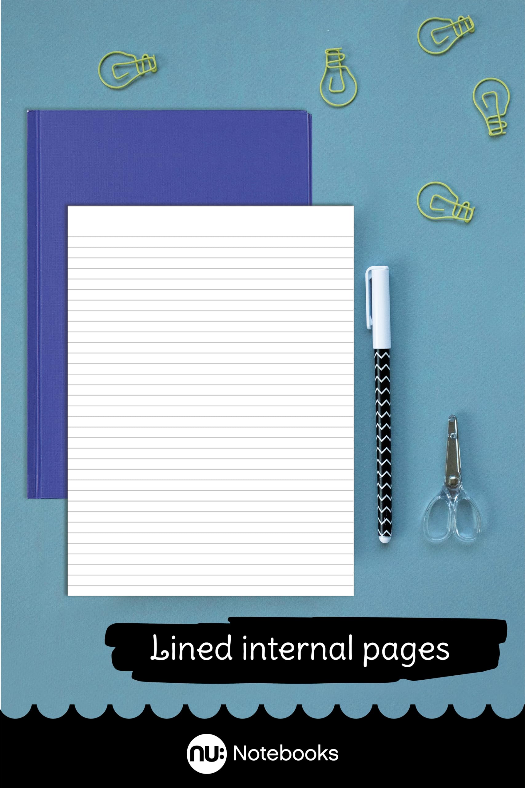 nu: A4 Casebound Manuscript Book | 192 Pages, 70gsm White Paper, College Ruled | 3-Pack Blue 6