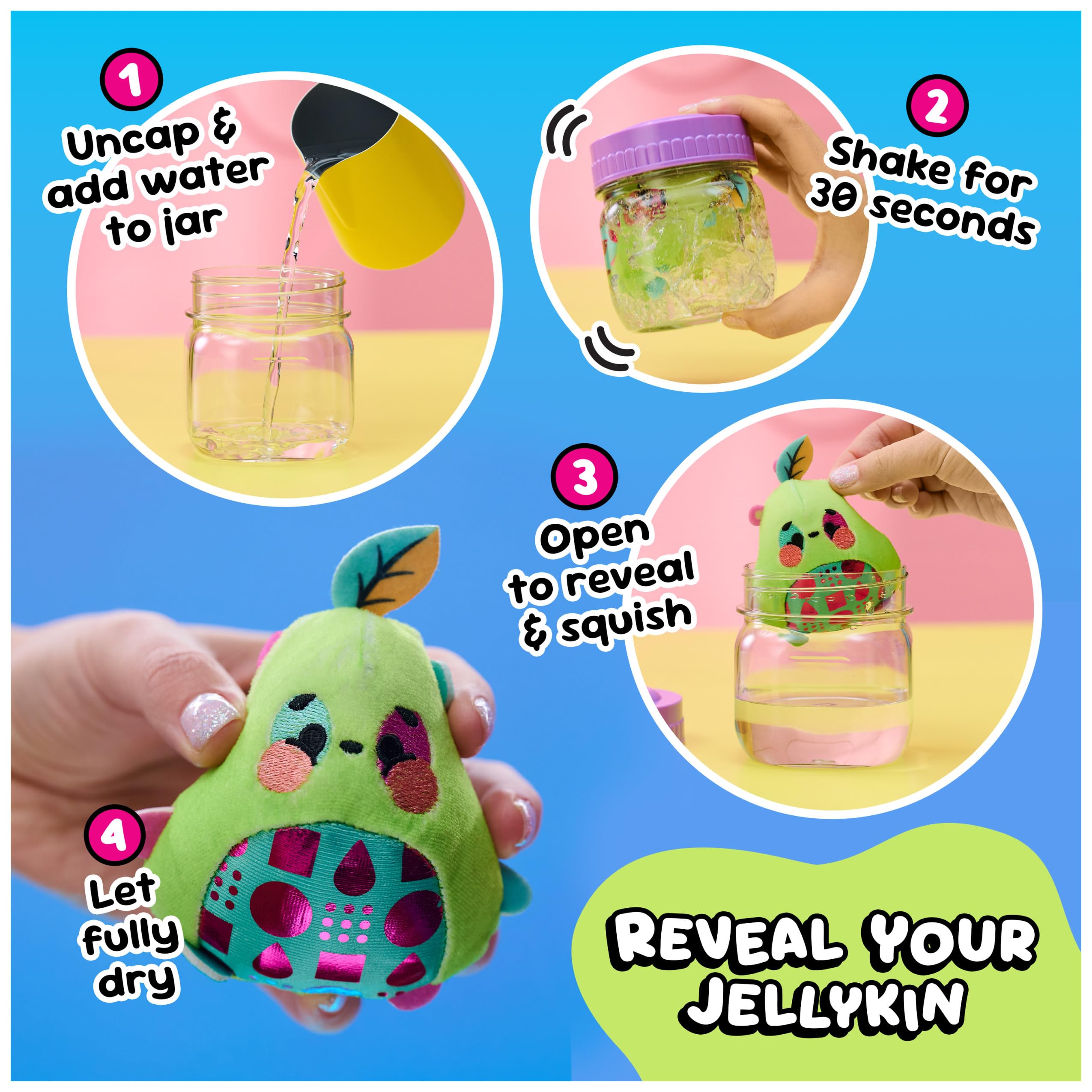 Magic Jellykins Surprise Plush Jar, Magical Transforming Water-Activated To 5
