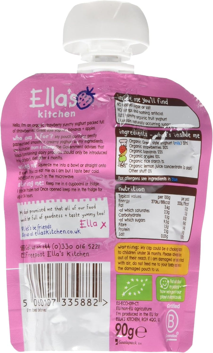 Ella's Kitchen - Greek Yoghurt & Strawberries Organic Snack (6 x 90g)