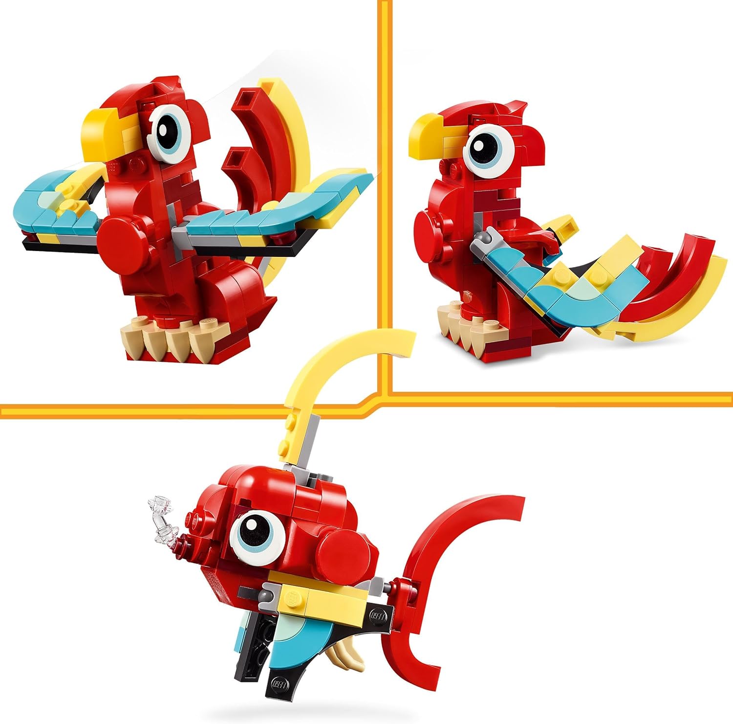 LEGO Creator 3in1 Red Dragon, Phoenix & Fish Building Set - 149 Pieces for Kids 6+ 5