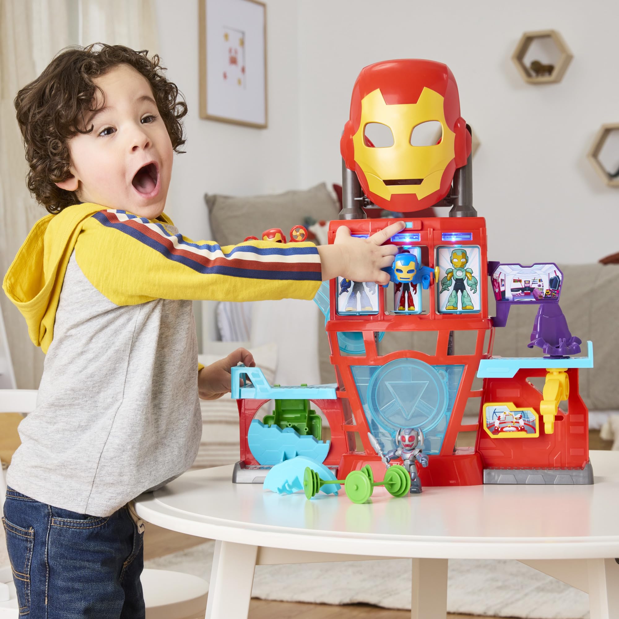 Marvel Press Iron Man and His Awesome Friends Iron Quarters Playset | Ages 3+ | 2 Figures Included 7
