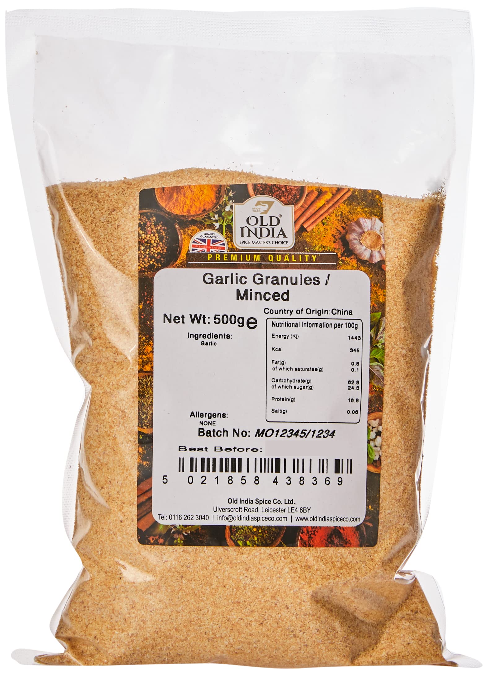 Old India Garlic Granules/Minced Powdered Seasoning - 500g Natural & Additive Free