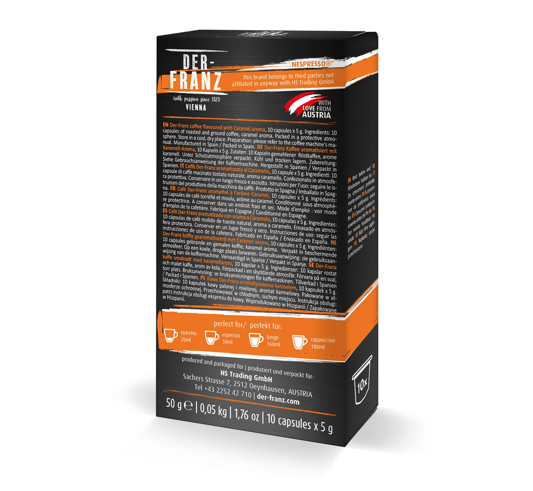 Der-Franz Caramel Flavored Coffee Capsules, 60 Count (6x10), Nespresso Compatible