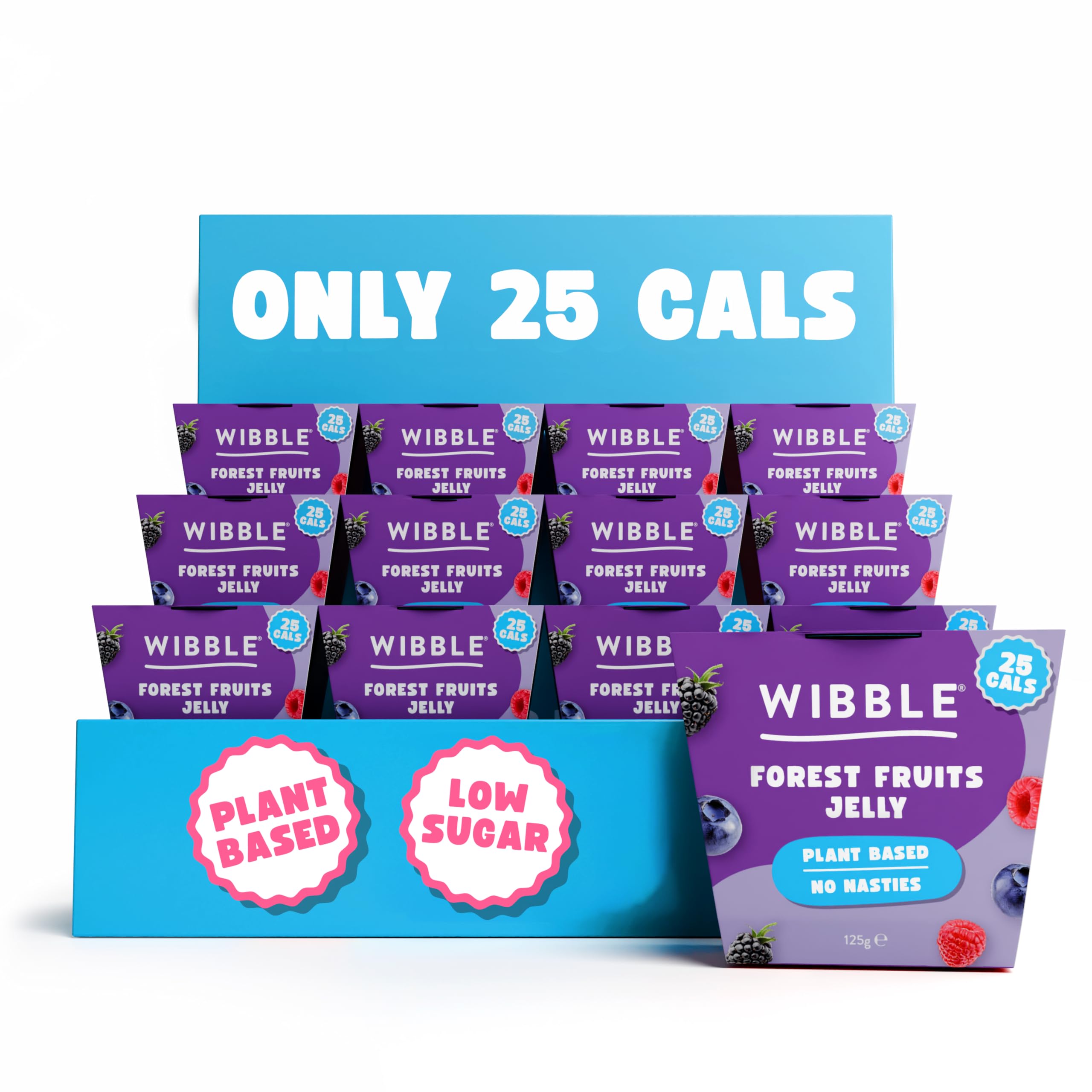 Wibble Jelly Pots, Forest Fruits, 12 Pack, Plant Based, 25 Calories, Low Sugar 4