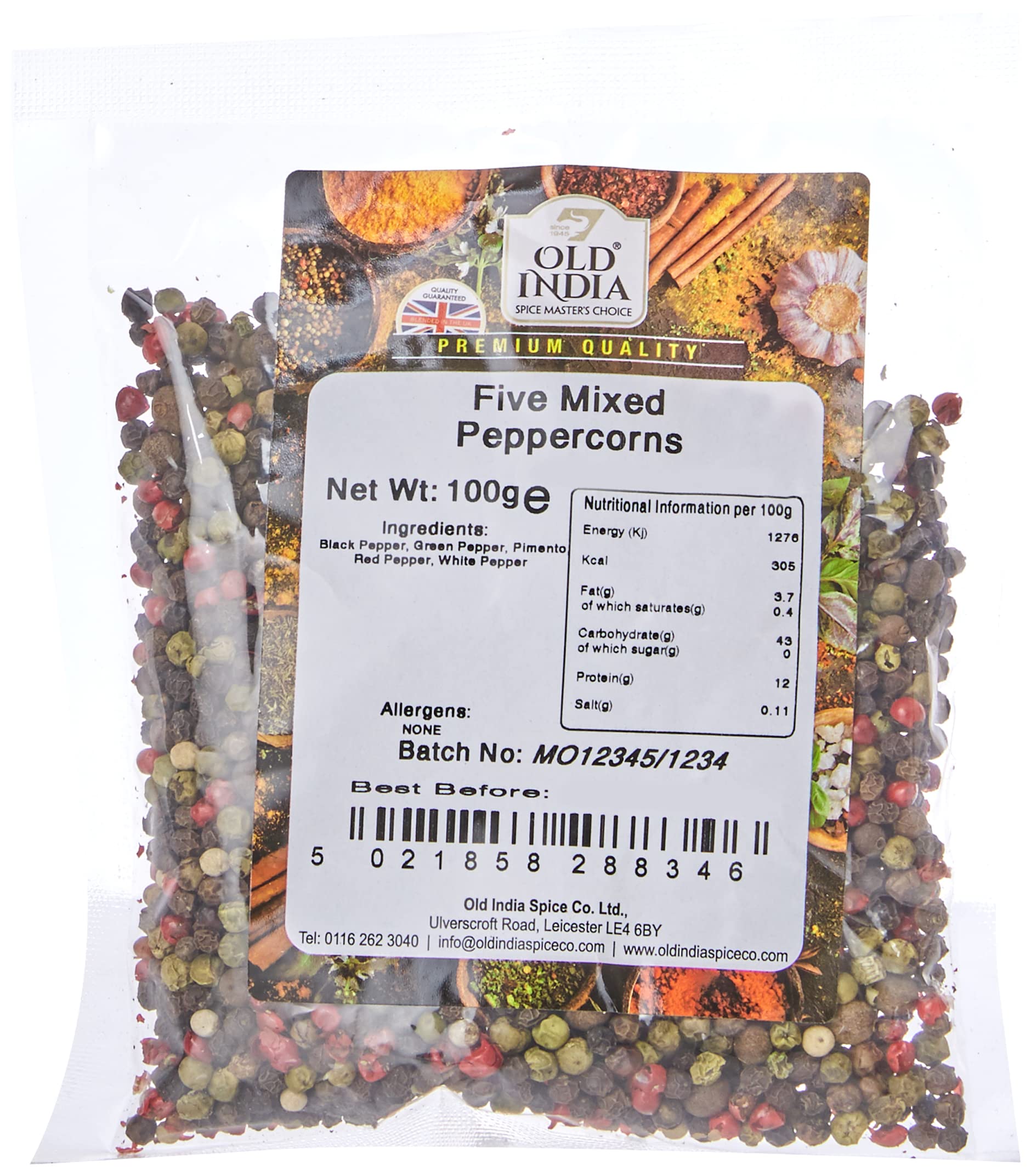 Old India Five Mixed Peppercorns - 100g Natural & Additive Free Spice Blend 1