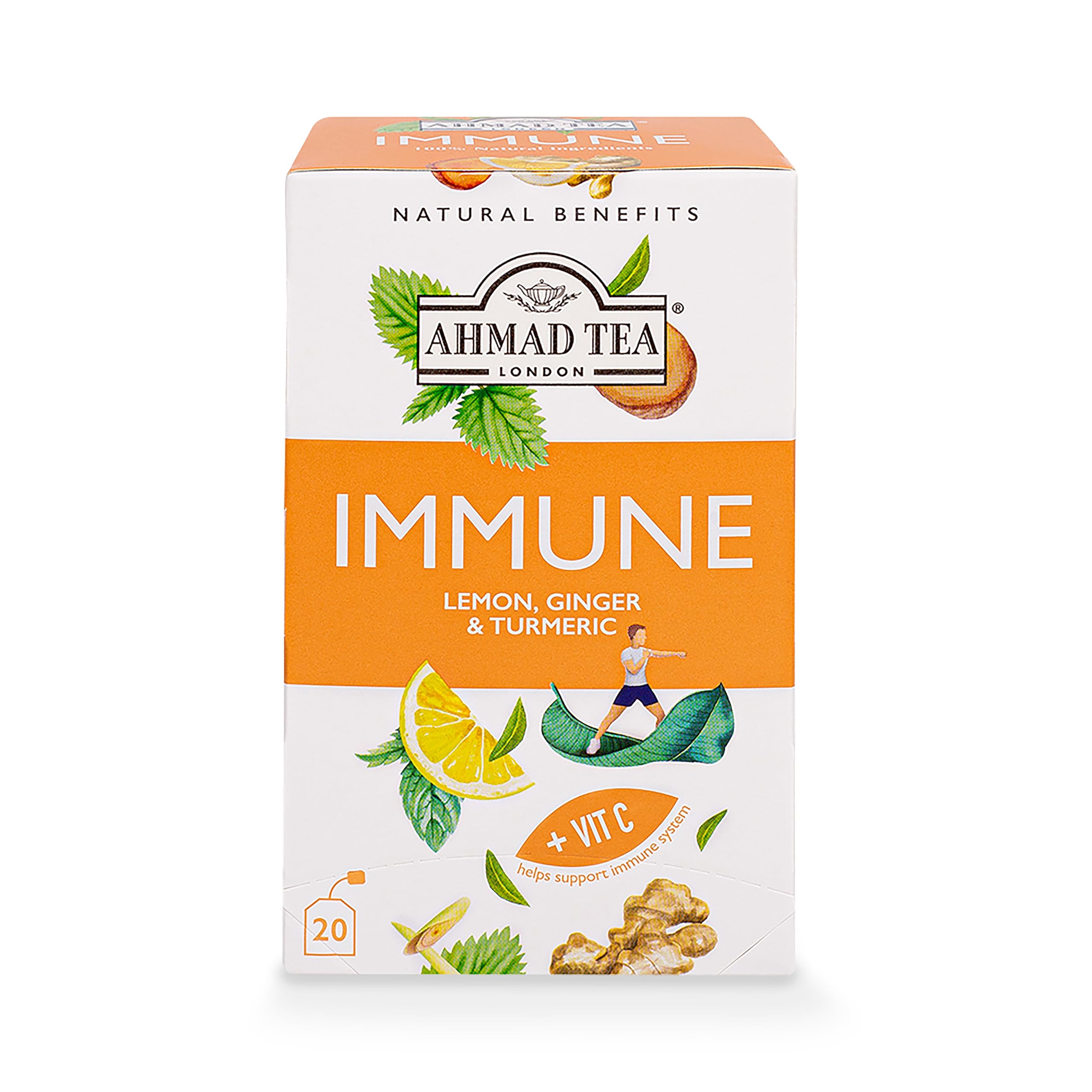 Ahmad Tea Natural Benefit Immune Infusion Herbal Tea - Lemon, Ginger & Turmeric | 20 Count Teabags 1
