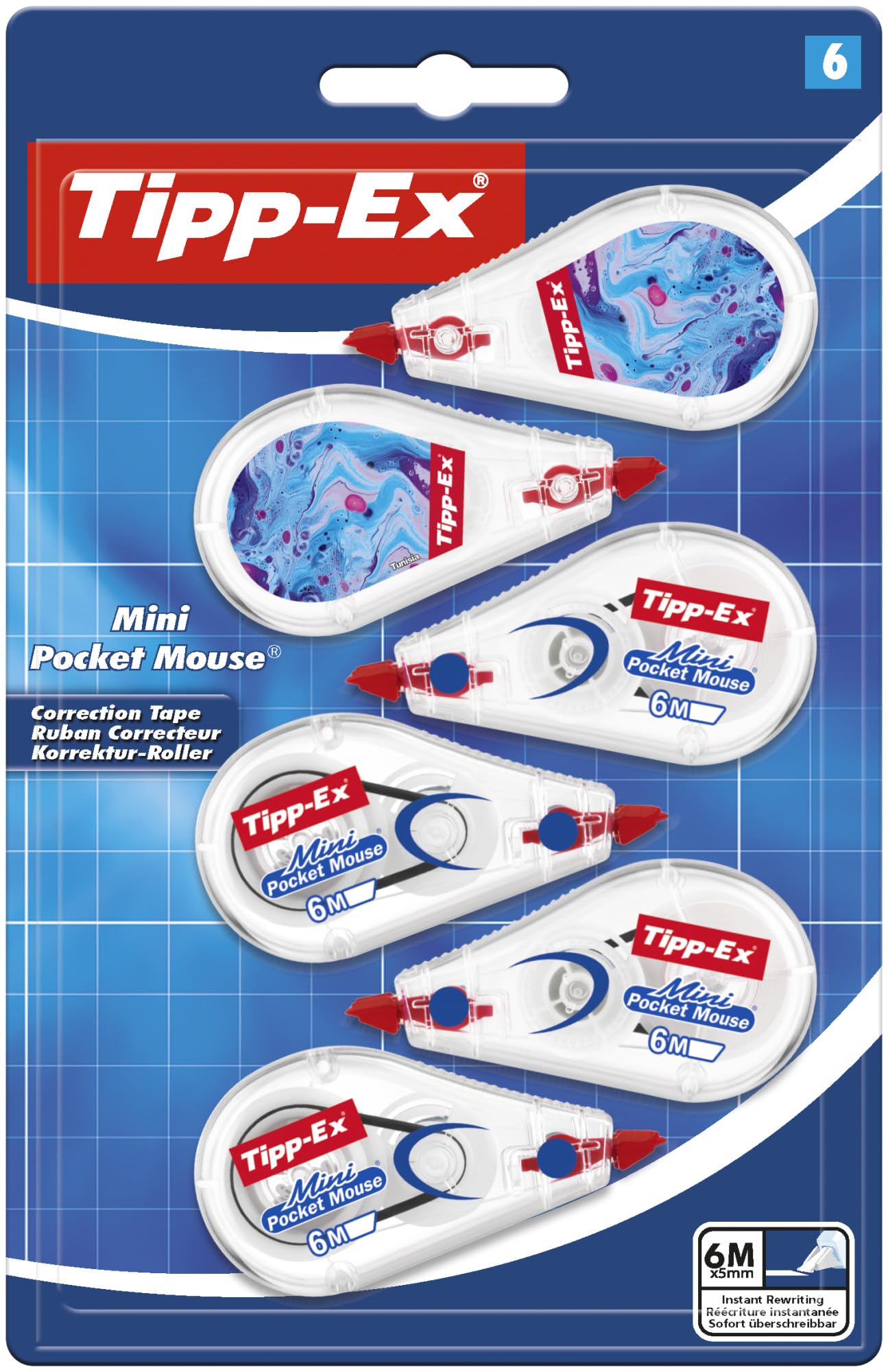 Tipp-Ex Mini Pocket Mouse Correction Tape - Pack of 6 | 5mm Line Width | Ambidextrous Use 1