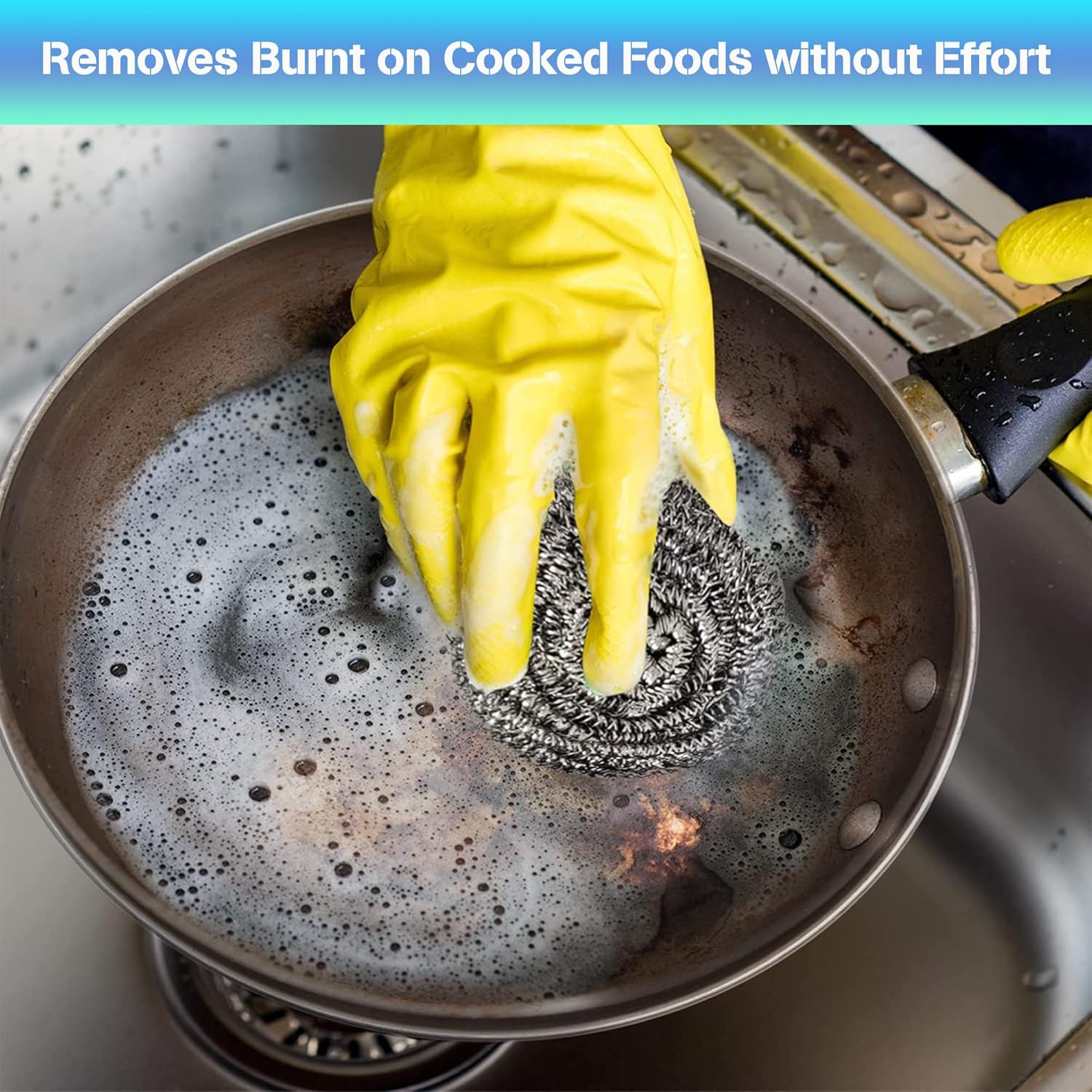 HomeSmith Stainless Steel Scourers – Pack of 6, Heavy Duty Cleaning Pads (HS-130) 6