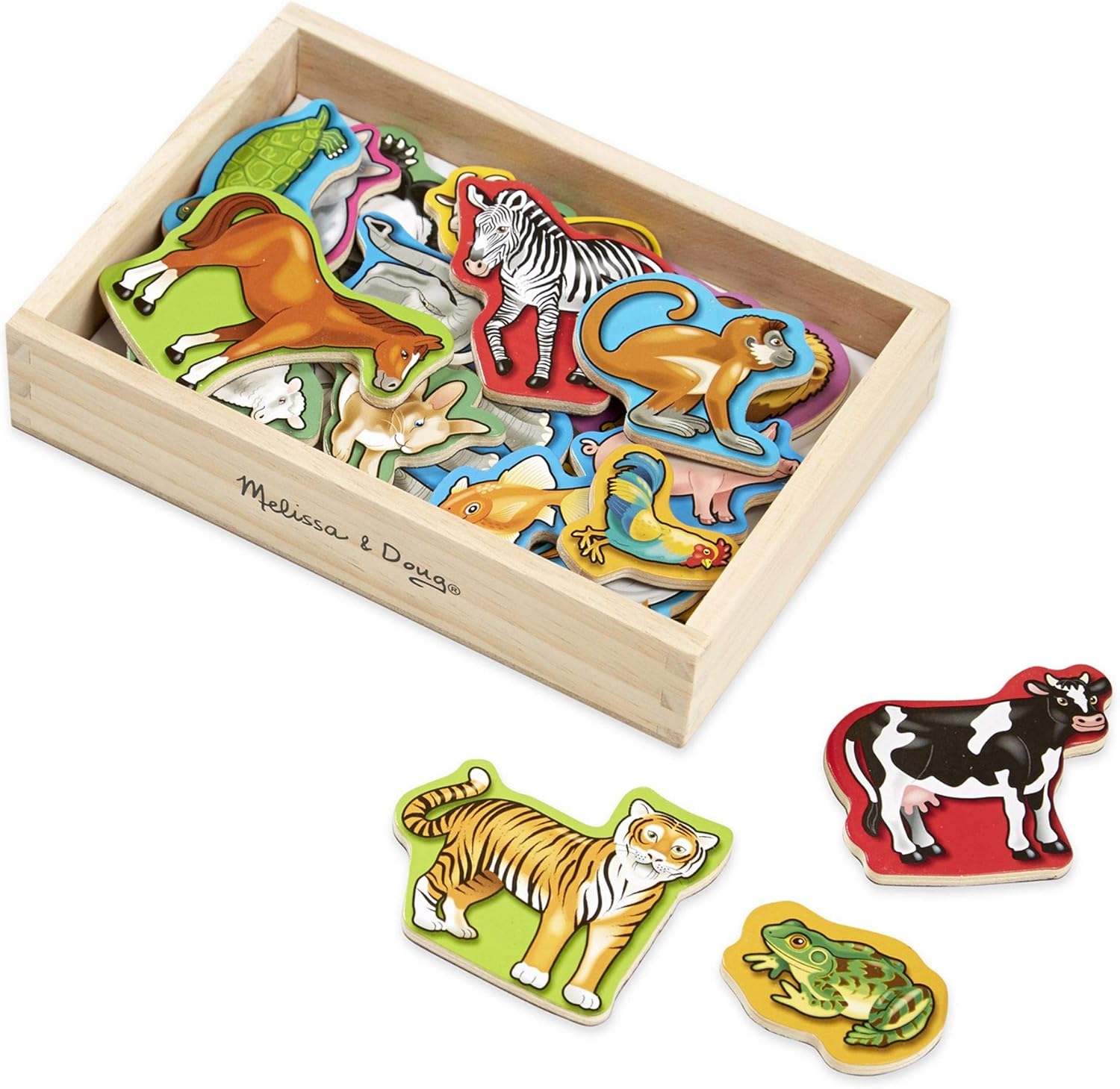 Melissa & Doug Wooden Animal Magnets - Educational Toy for Kids 2+ 1