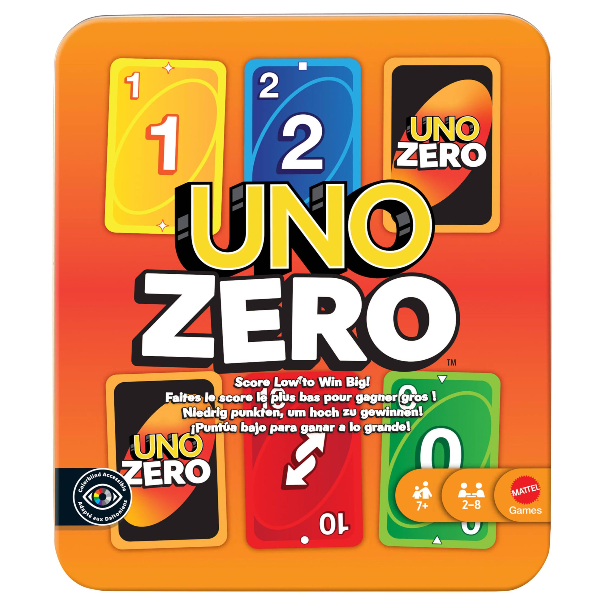 Mattel Games UNO Zero Card Game in Storage & Travel Tin 1