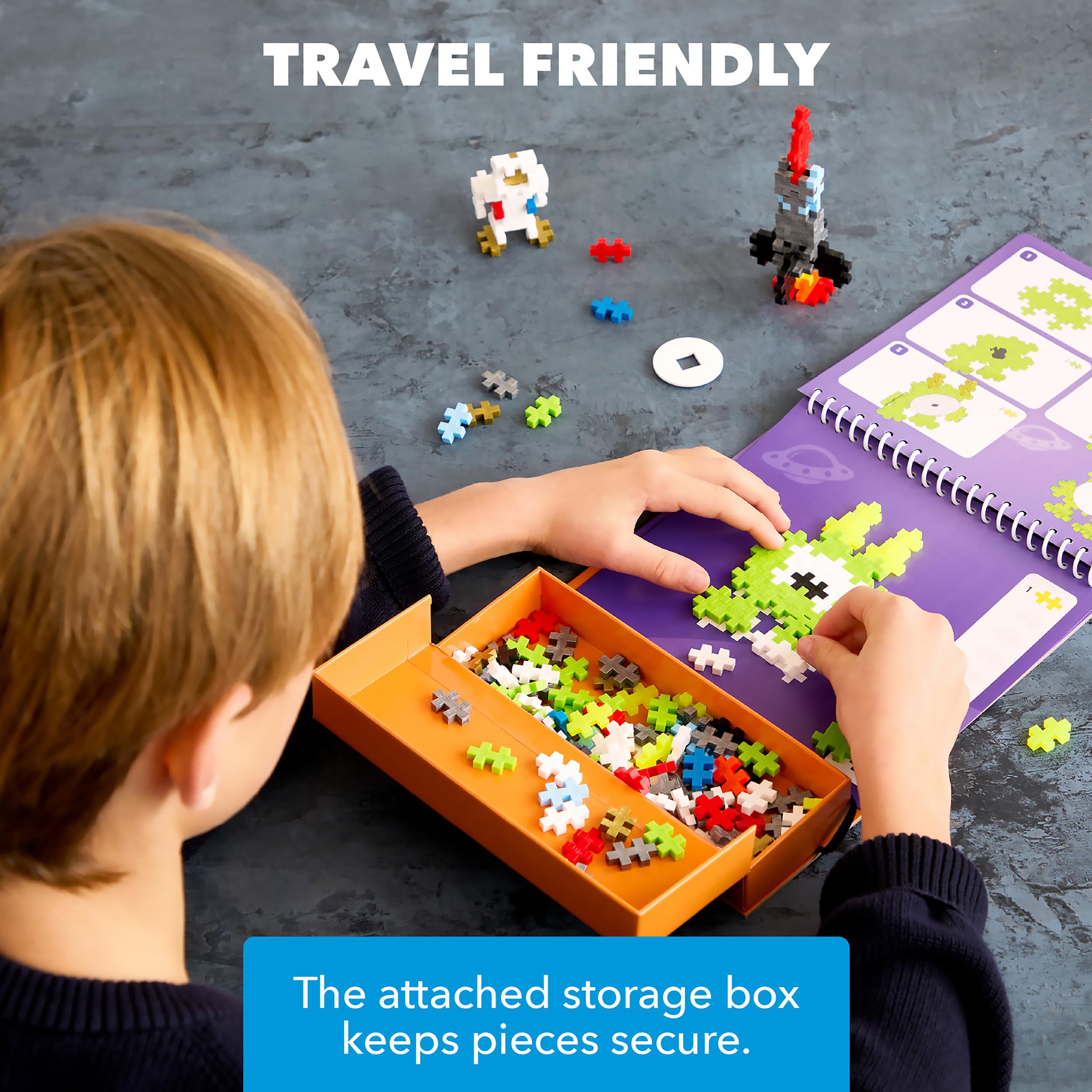 PLUS PLUS Puzzle by Number Activity Pad - 125-Piece Travel Building Set for Kids 5+ 6