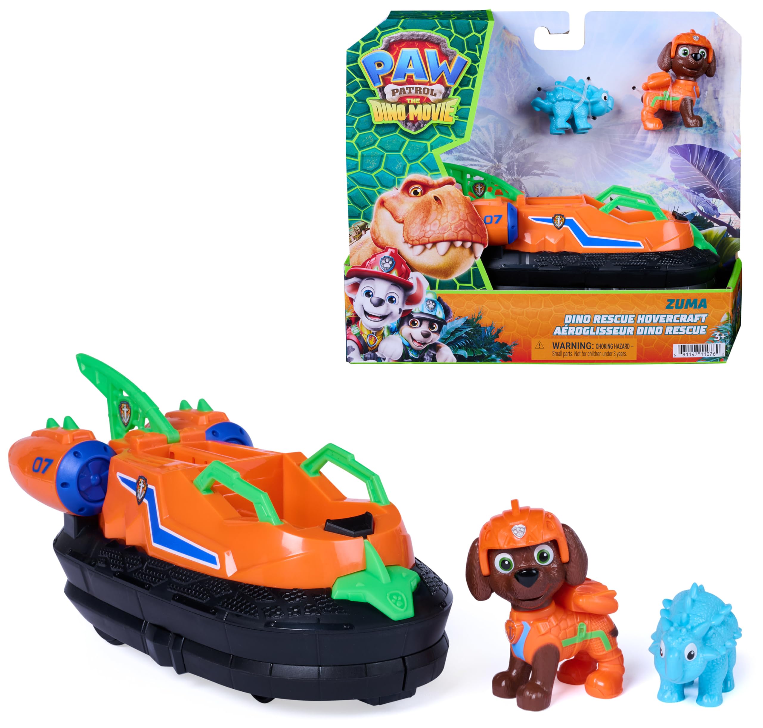 Paw Patrol Dino Rescue Hovercraft with Zuma Action Figure - Ages 3+ 1