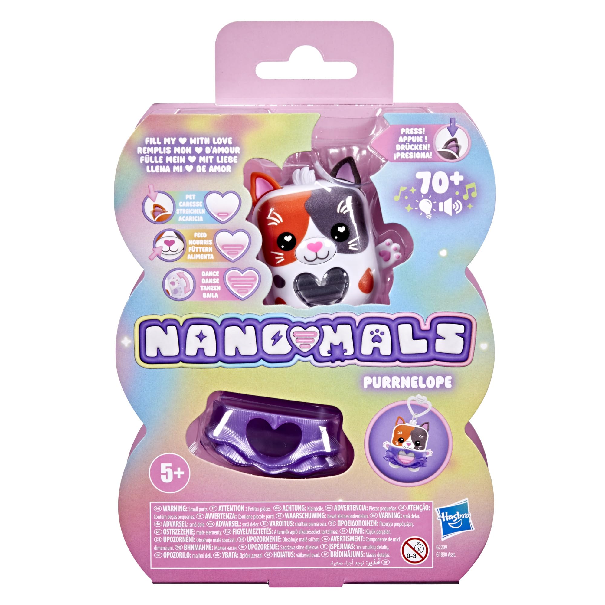 Hasbro Nano-Mals Purrnelope the Calico Kitty - Electronic Fidget Pet for Kids 5+ 8