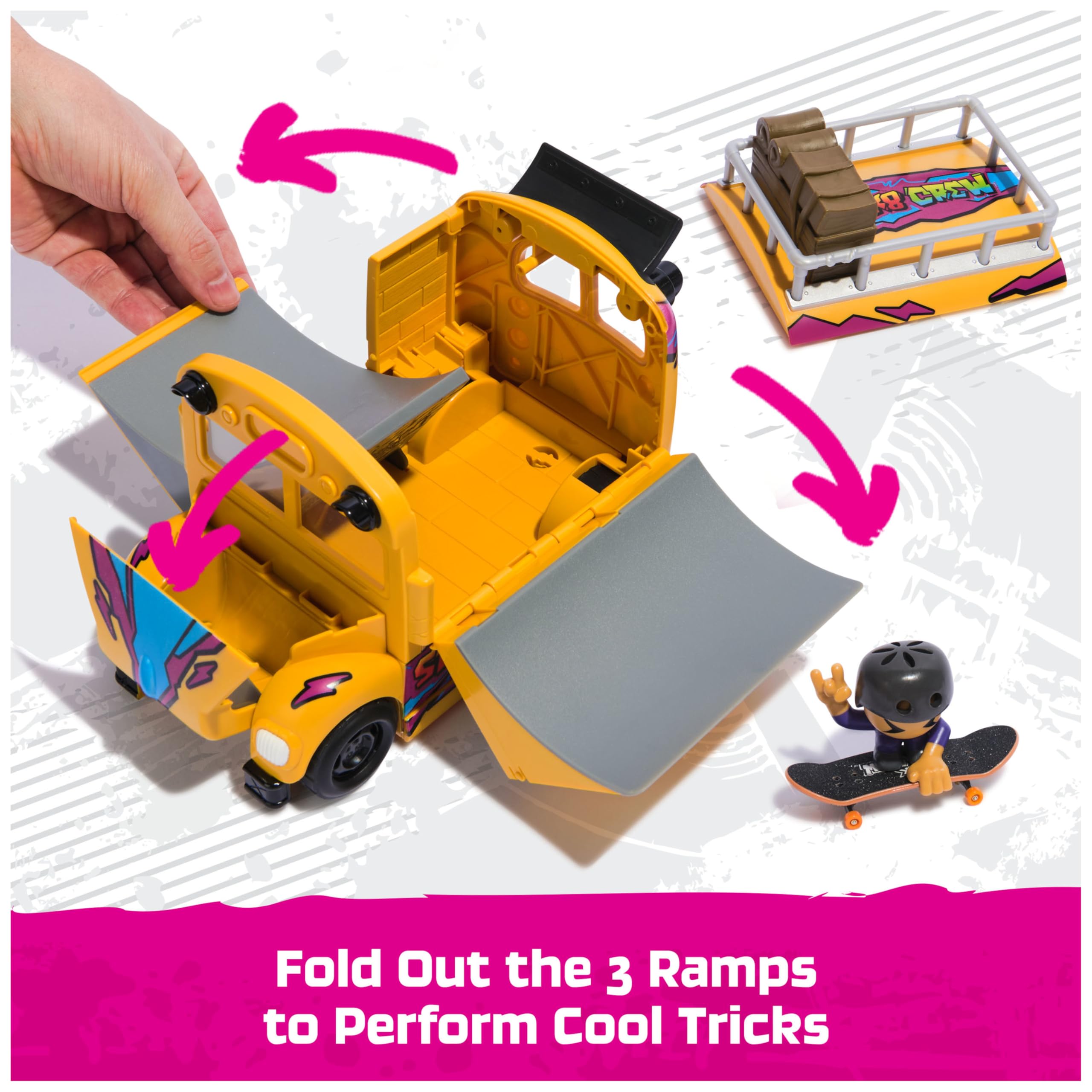 Tech Deck Sk8 Crew 2-in-1 Transforming Ultra Sk8 Bus & Storage with Fingerboard | Ages 5+ 5