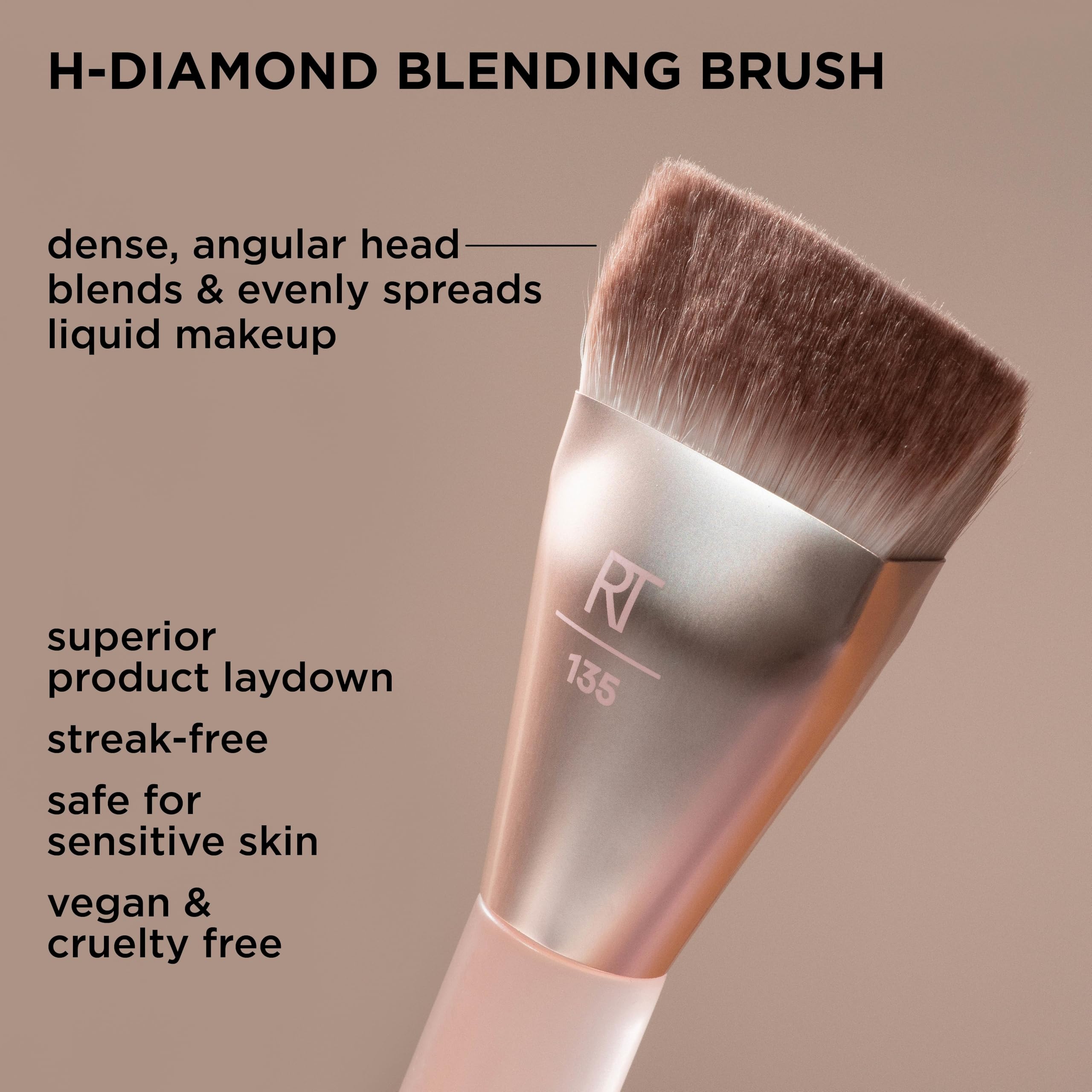 REAL TECHNIQUES New Nudes H-Diamond Blending Brush for Foundation, Contour & Blush | Synthetic Bristles 4