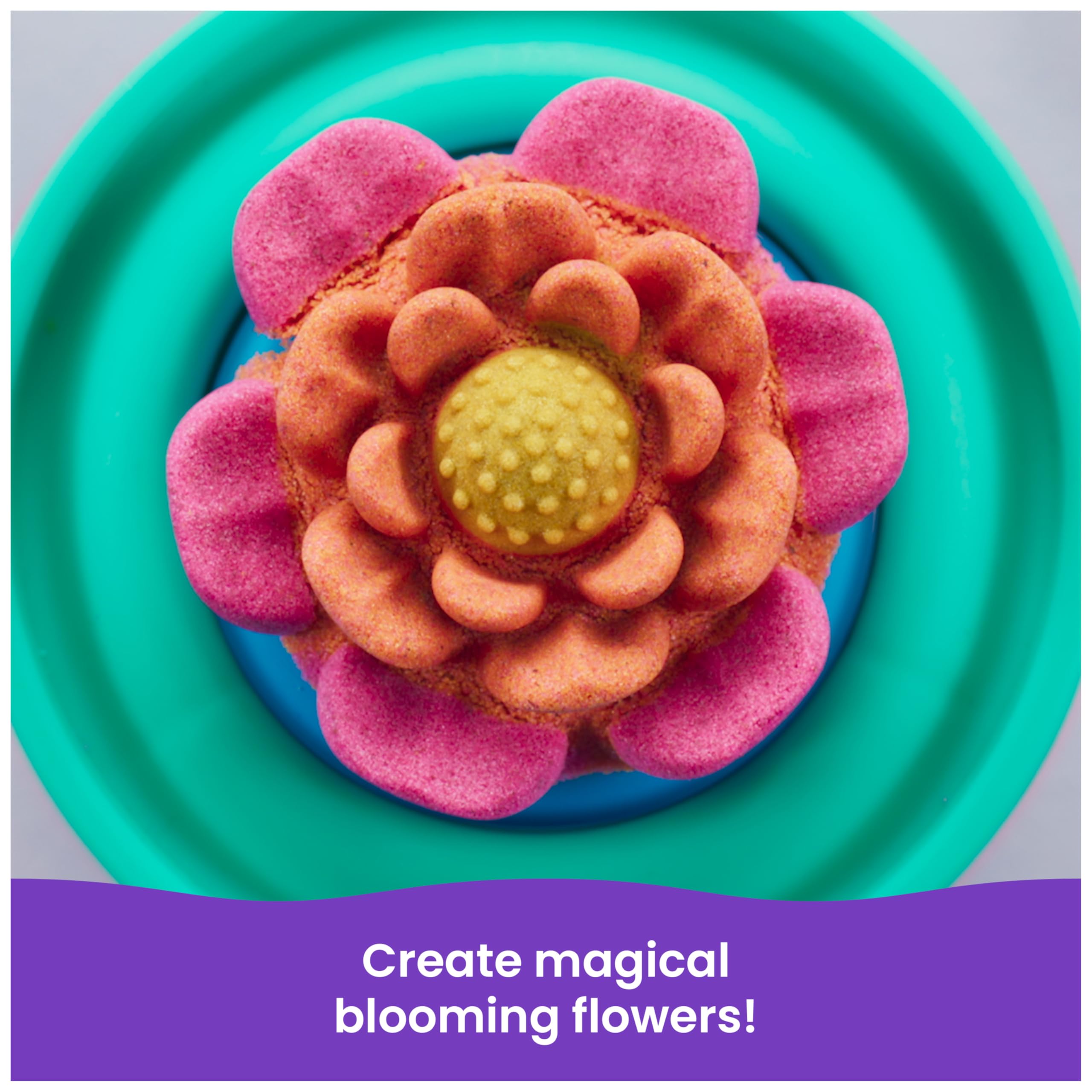 Kinetic Sand SquishBlossom Blooming Flower Sand Art Kit | 227g Pink & Yellow Sand | Ages 5-14