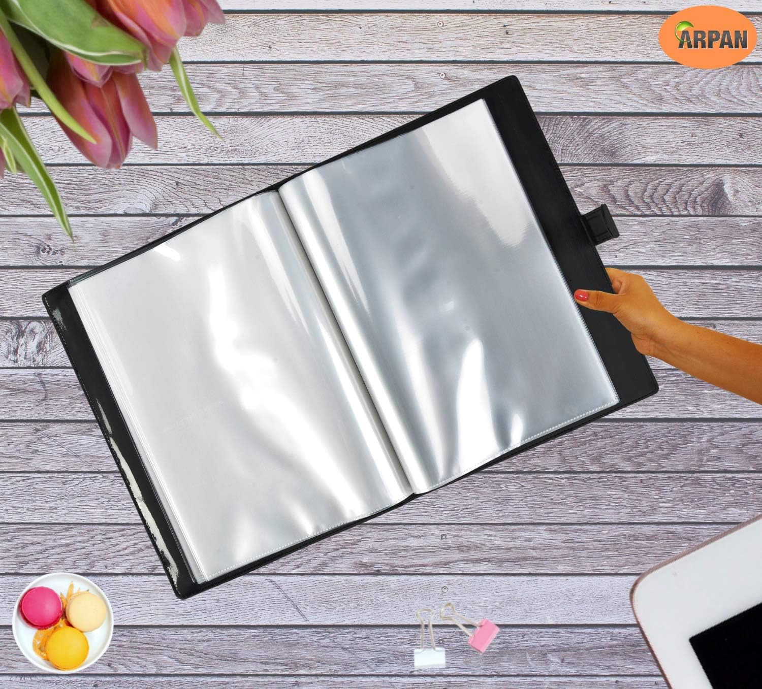 Arpan A4 36 Pockets Professional Soft Touch Display Book Presentation Portfolio Folder - Black 6