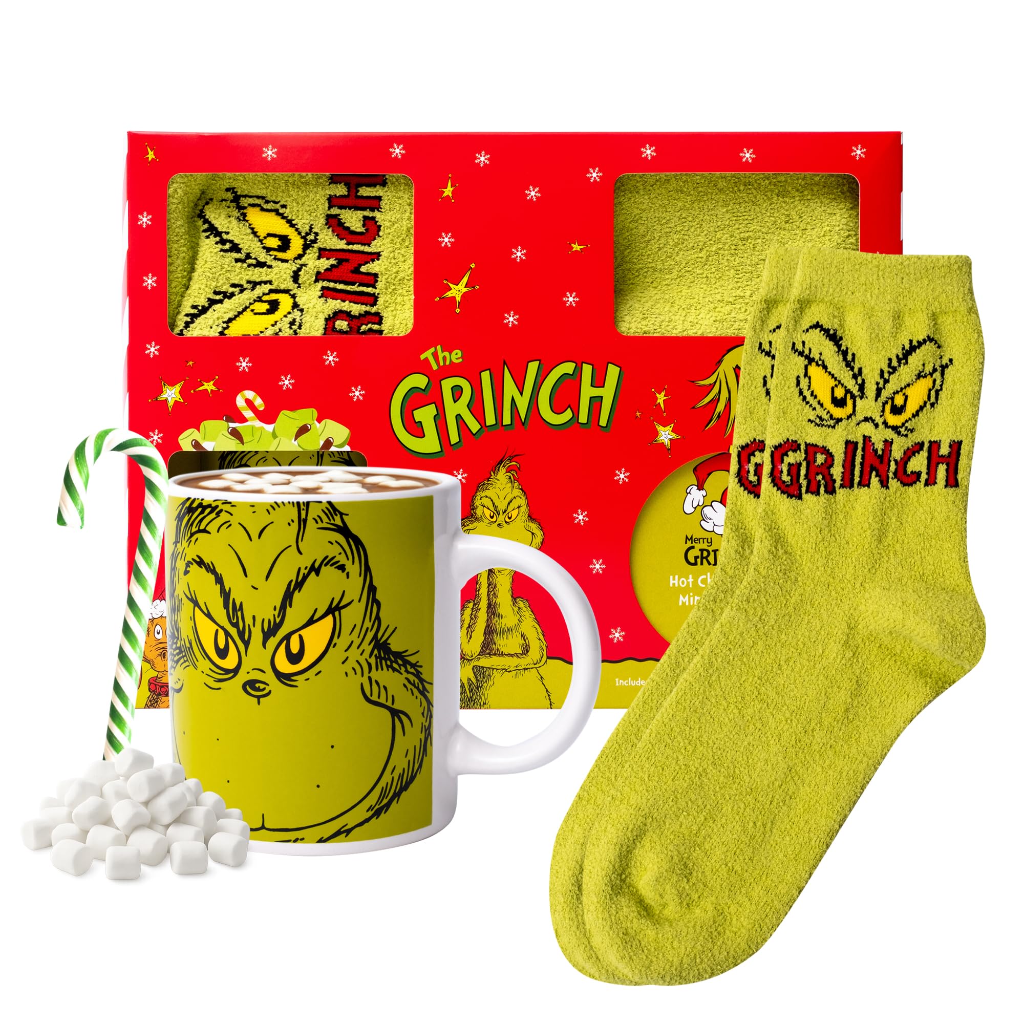Grinch Hot Chocolate Gift Set with Mug and Socks - Hot Chocolate & Marshmallows 1