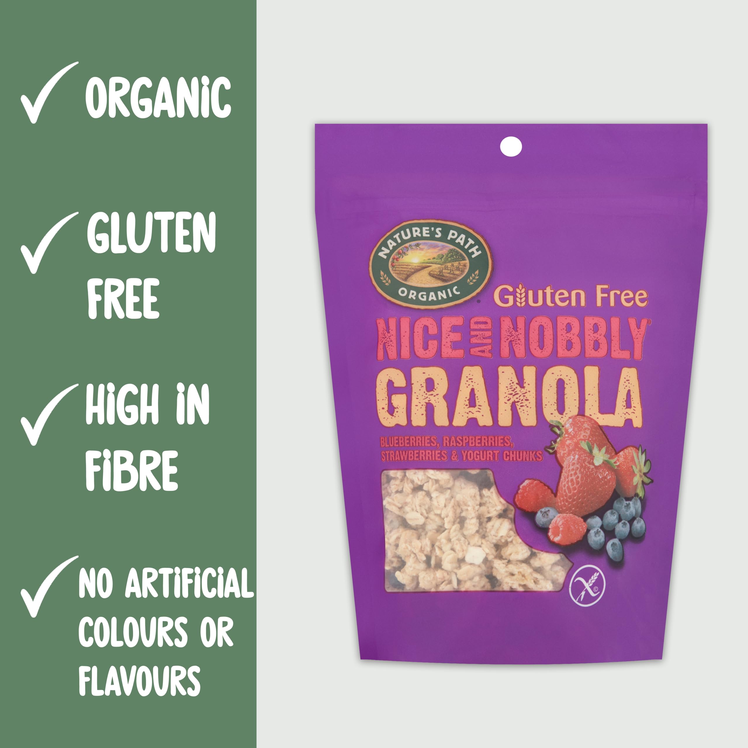 Nature's Path Organic Gluten Free Strawberry Raspberry Berry Granola - 300g Pouch, Pack of 5 2