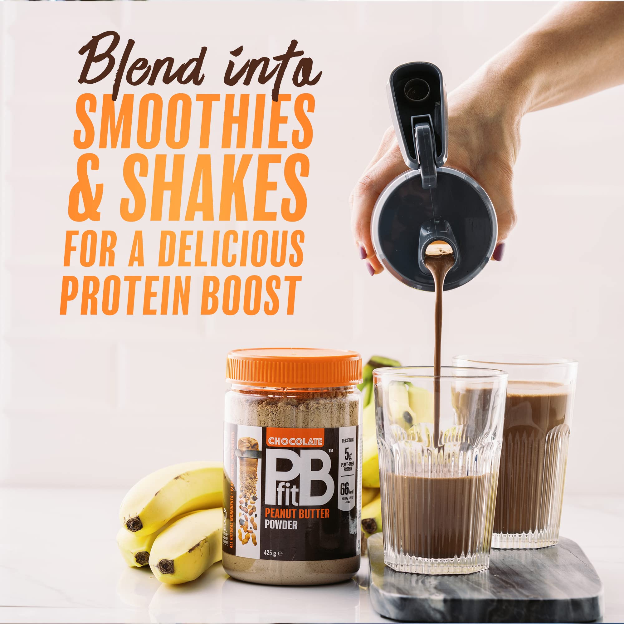 PBfit Chocolate Peanut Butter Powder - 88% Less Fat, 5g Protein | 425g 6