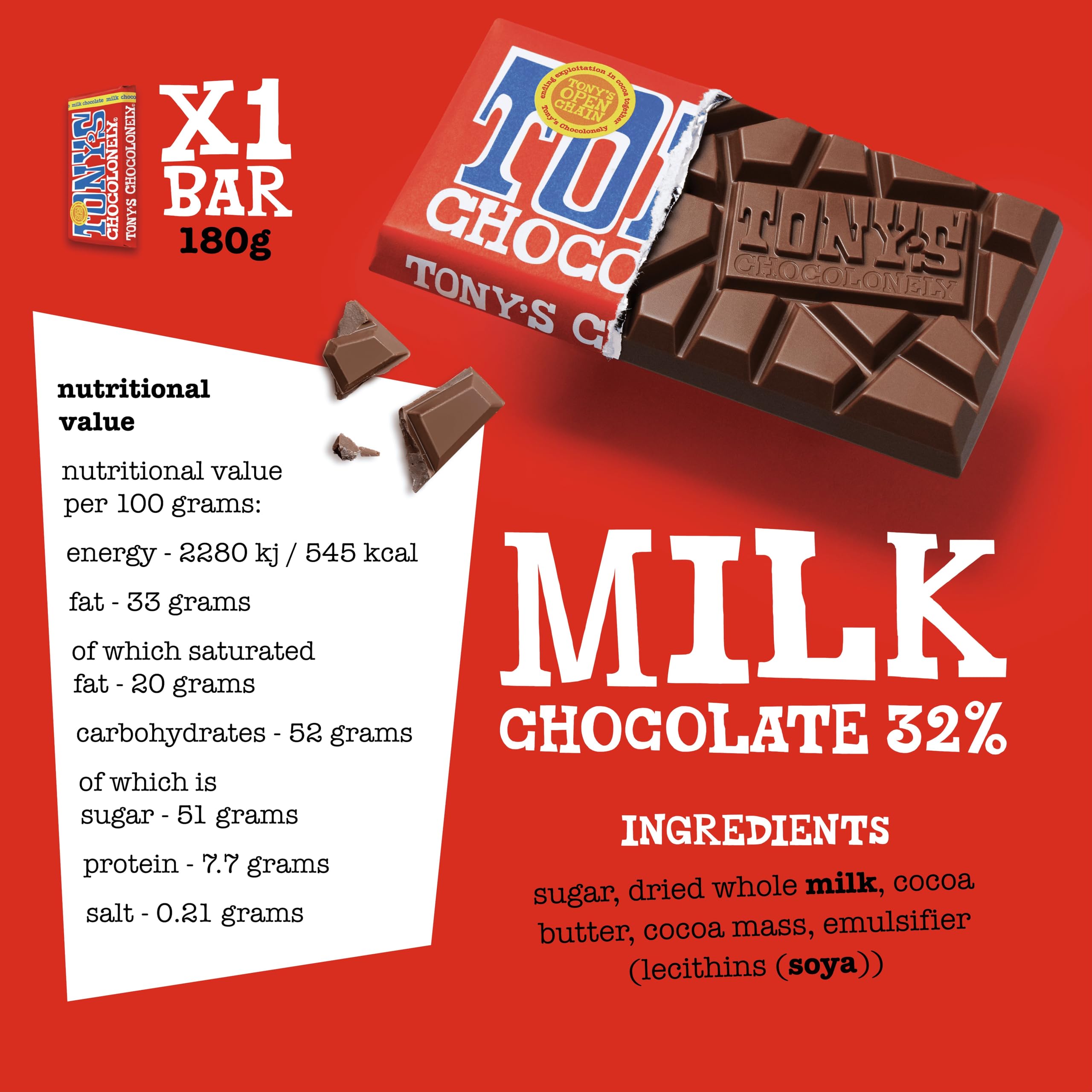 Tony's Chocolonely - Rainbowpack Classic Chocolate Variety Pack (6 x 180g) 7