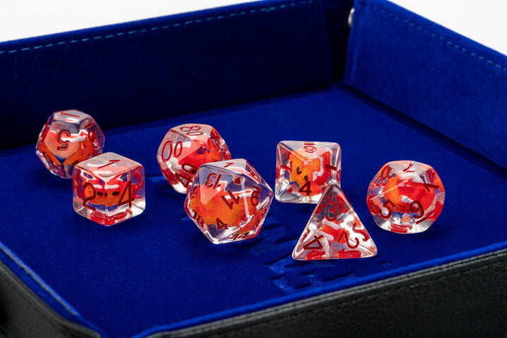 Metallic Dice Games Dragon StormTM FanRoll Red Resin Dice Set