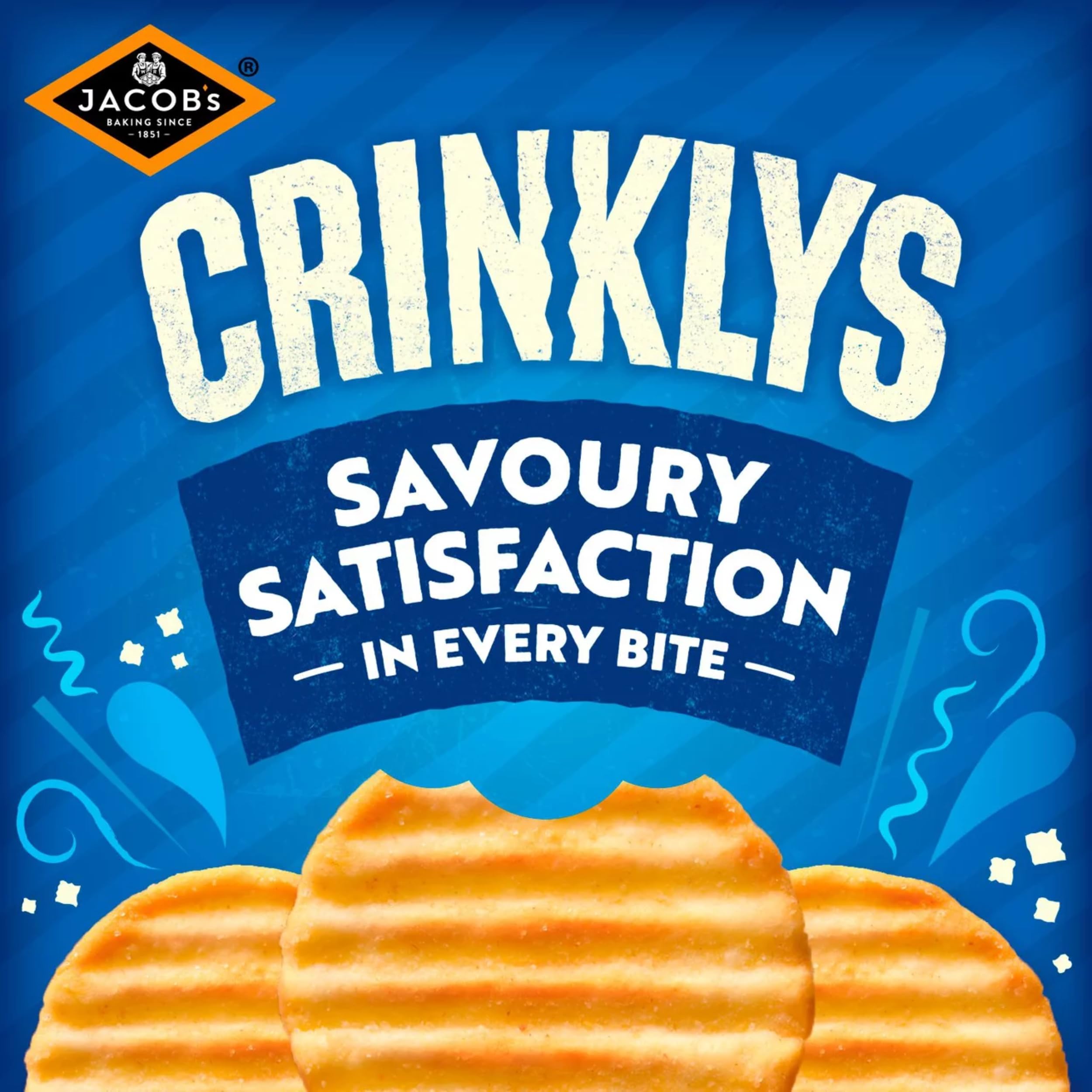 JACOB'S Crinklys Salt & Vinegar Baked Snacks - Oven Baked | Suitable for Vegetarians | 150g Share Bag 3