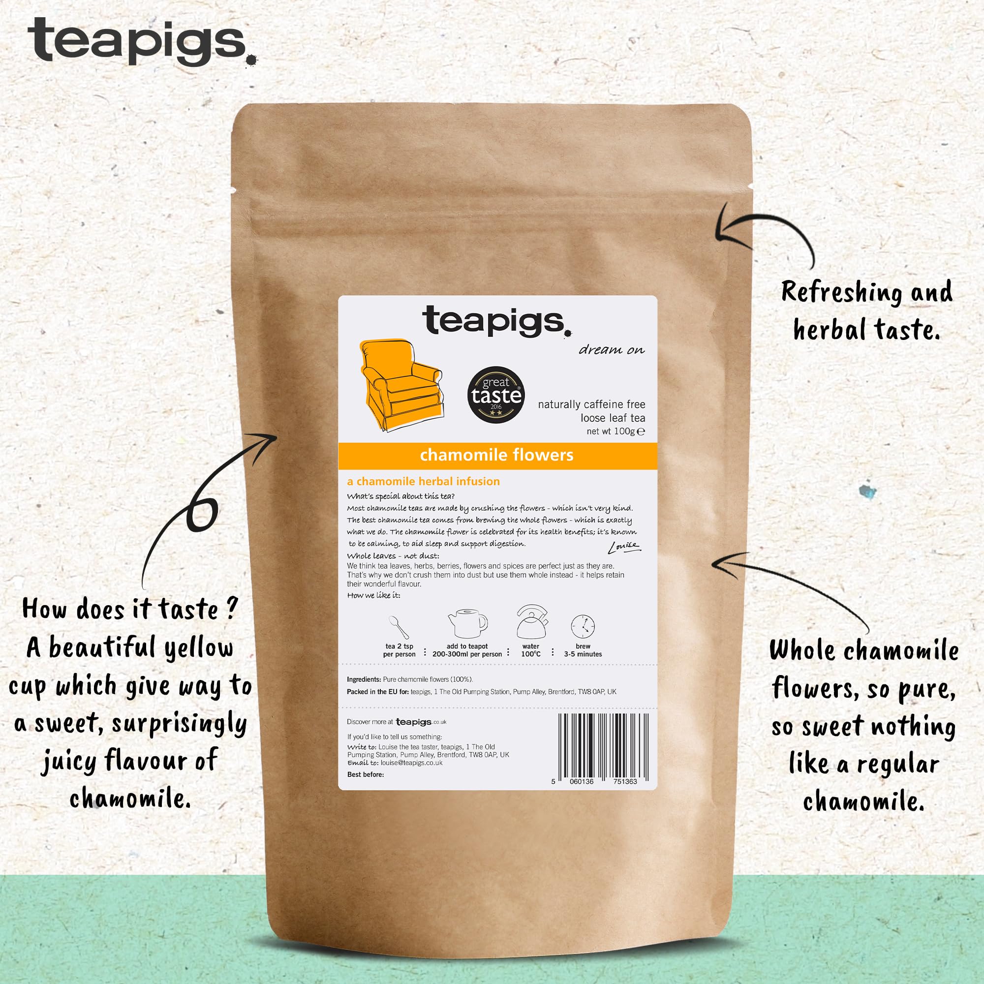 Teapigs - Loose Leaf Chamomile Herbal Tea (100g) 5