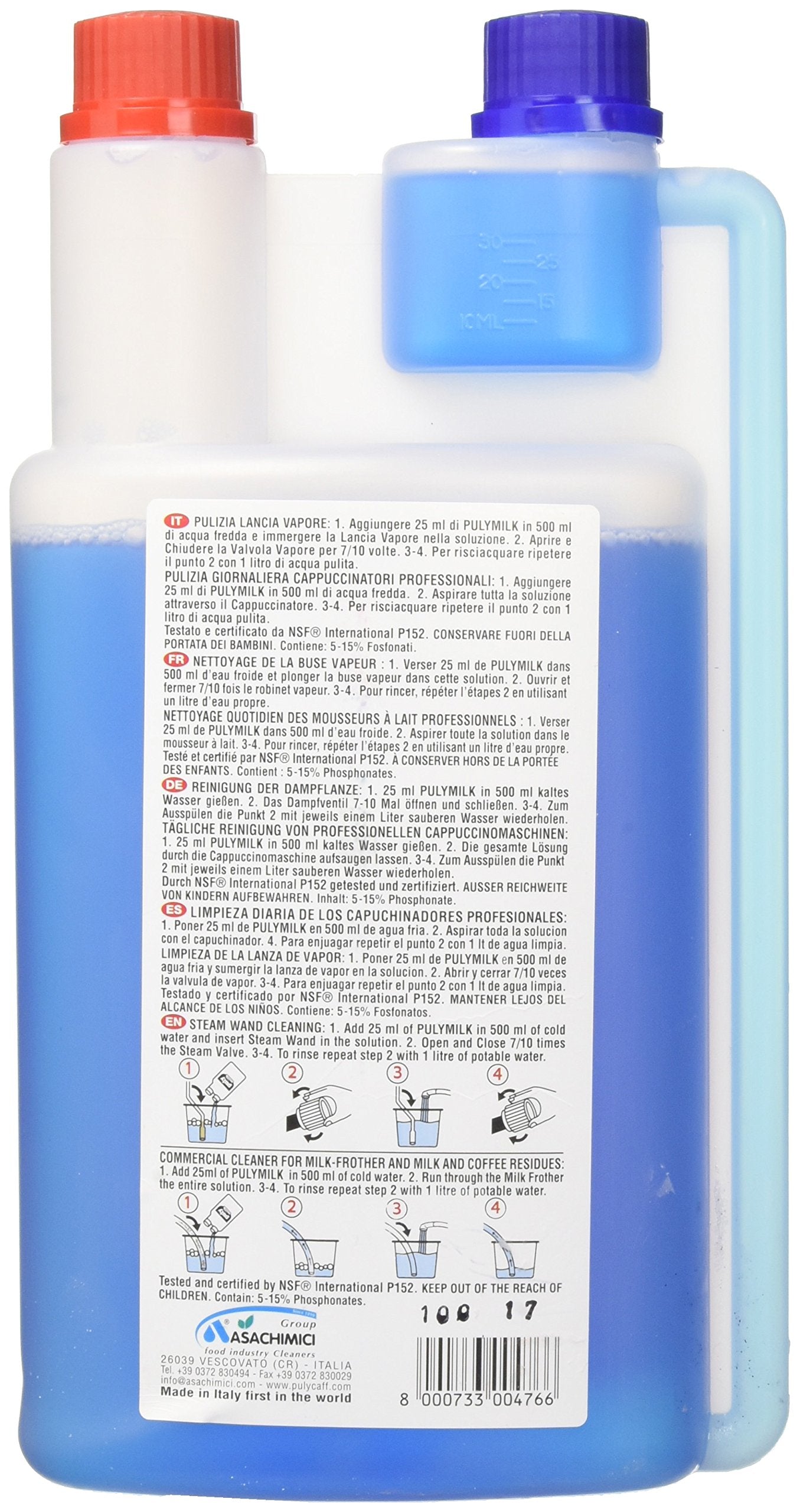 Puly Caff Milk Plus Milk Foam Cleaner - Descaler for Coffee Machines | 1 L Liquid 2