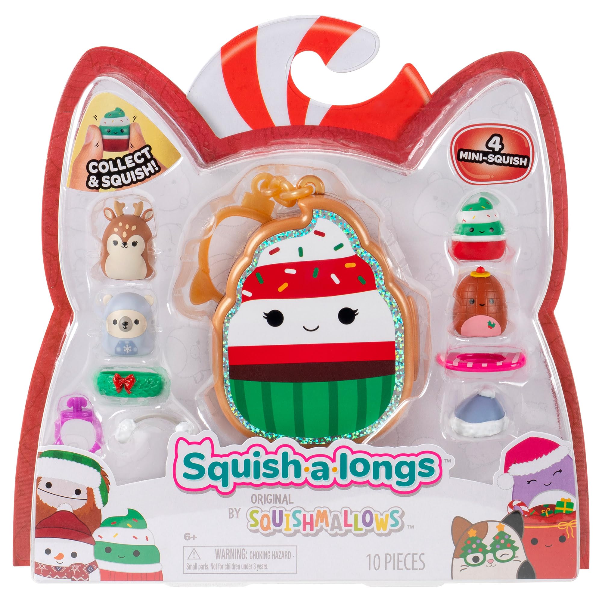Squish-a-longs Chandra the Holiday Cupcake Clip-a-longs Mini-Squish Carrying Case with 4 Mini Figures 8