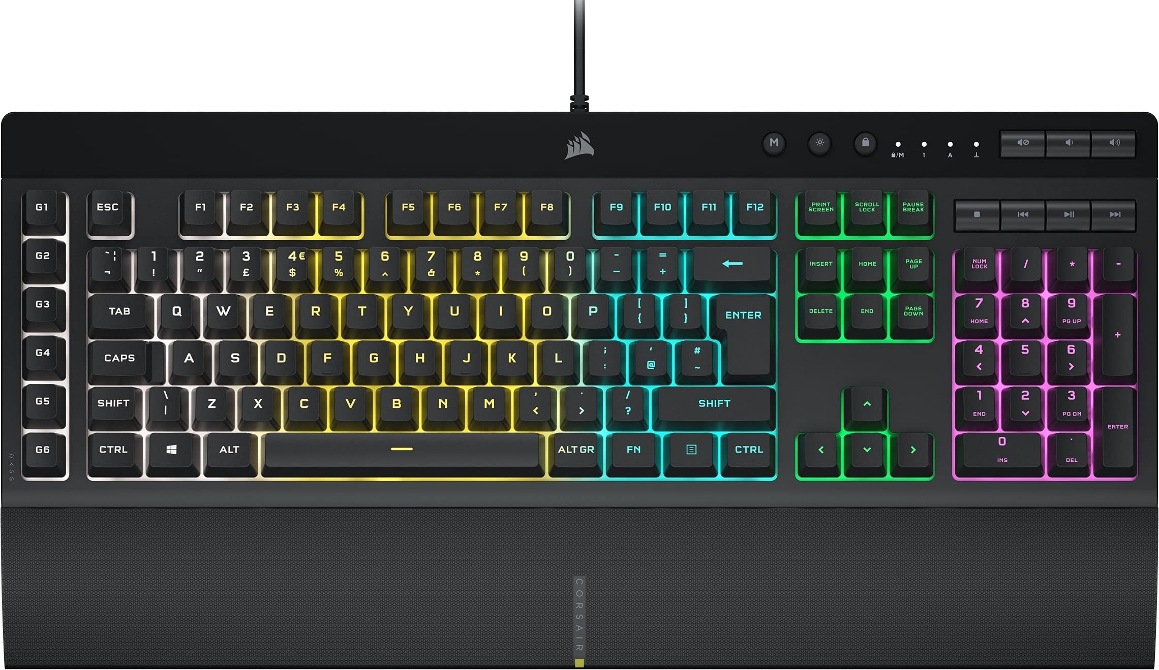 CORSAIR K55 RGB PRO Membrane Wired Gaming Keyboard – IP42 Dust and Spill-Resistant – 6 Macro Keys with Elgato Integration – iCUE Compatible – QWERTY UK – PC, Mac, Xbox – Black 1