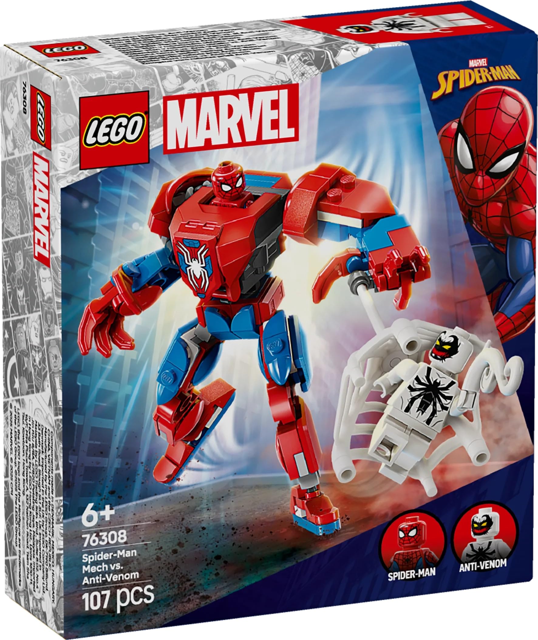 LEGO Marvel Spider-Man Mech vs. Anti-Venom - Buildable Super Hero Playset for Kids 6+ 9