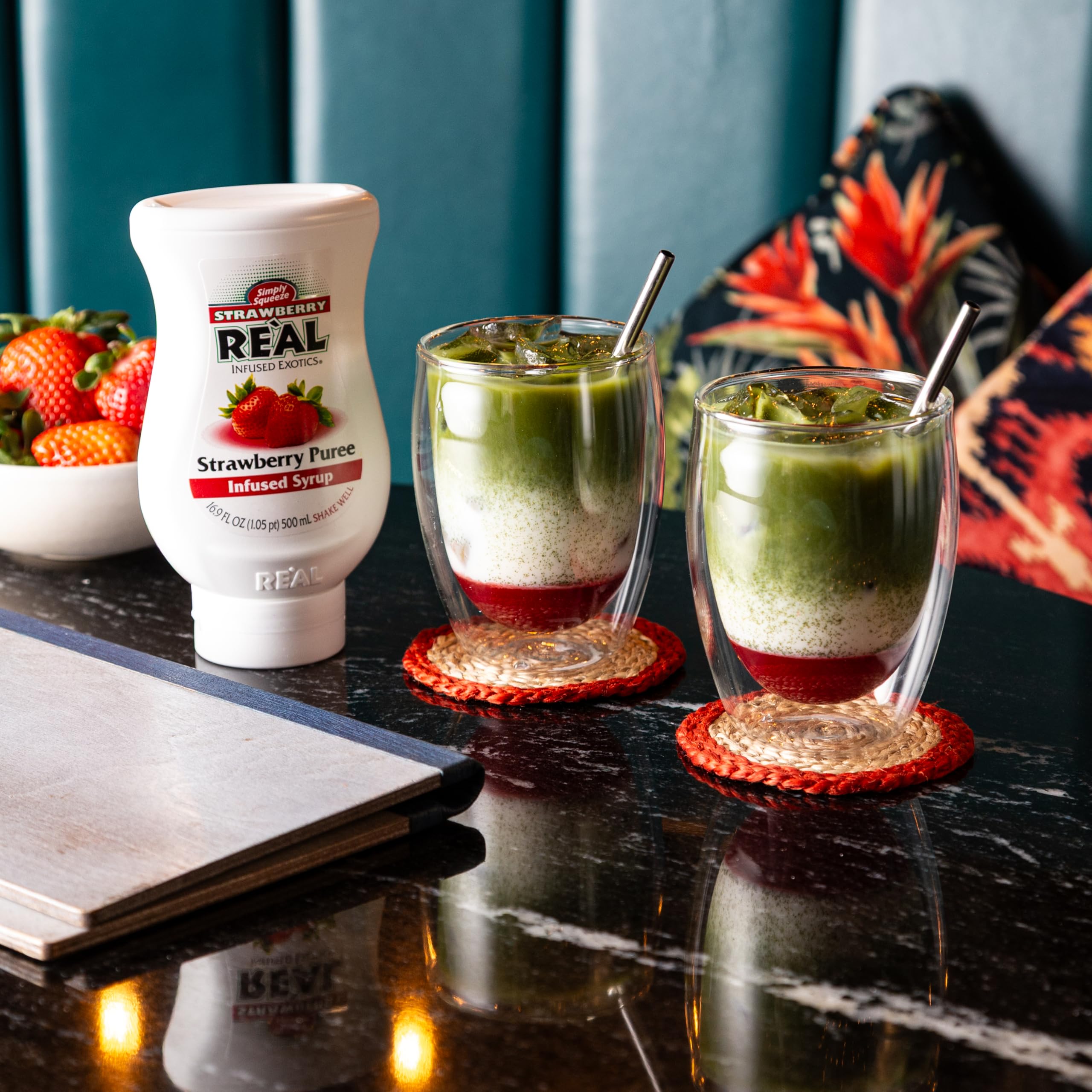 Reàl Infused Exotics Strawberry Fruit Syrup - 40% Real Strawberry Puree | 500ml Squeezy Bottle 8